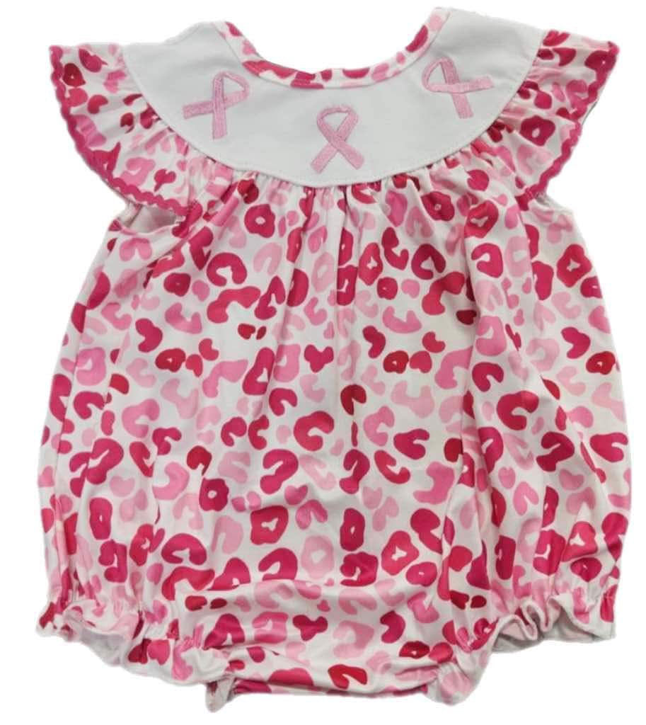 October awareness embroidery Romper