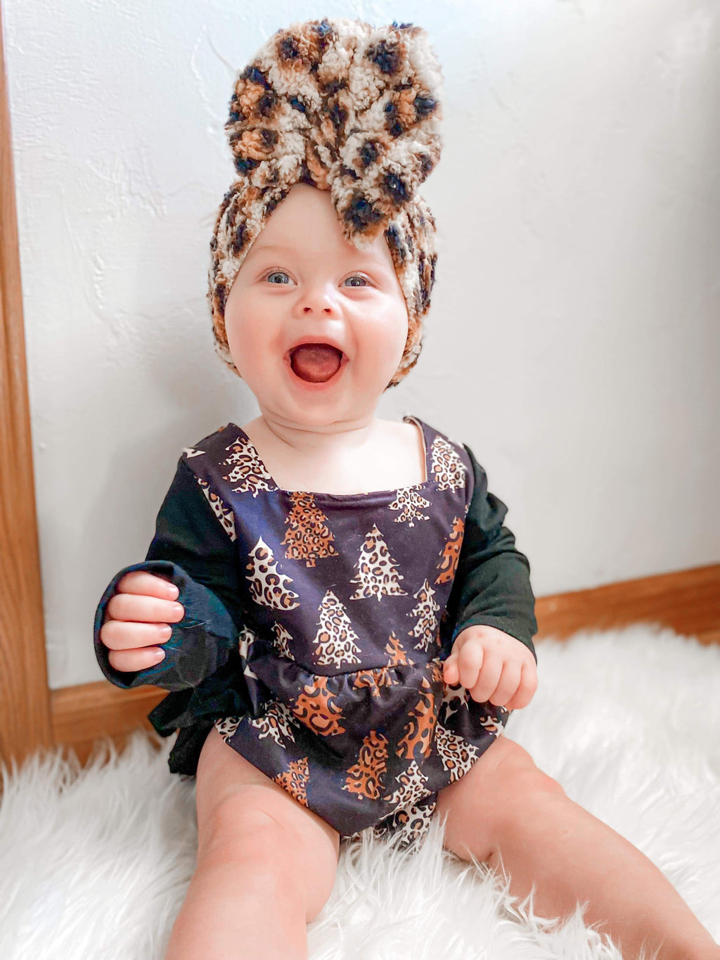 Leopard trees ruffle romper