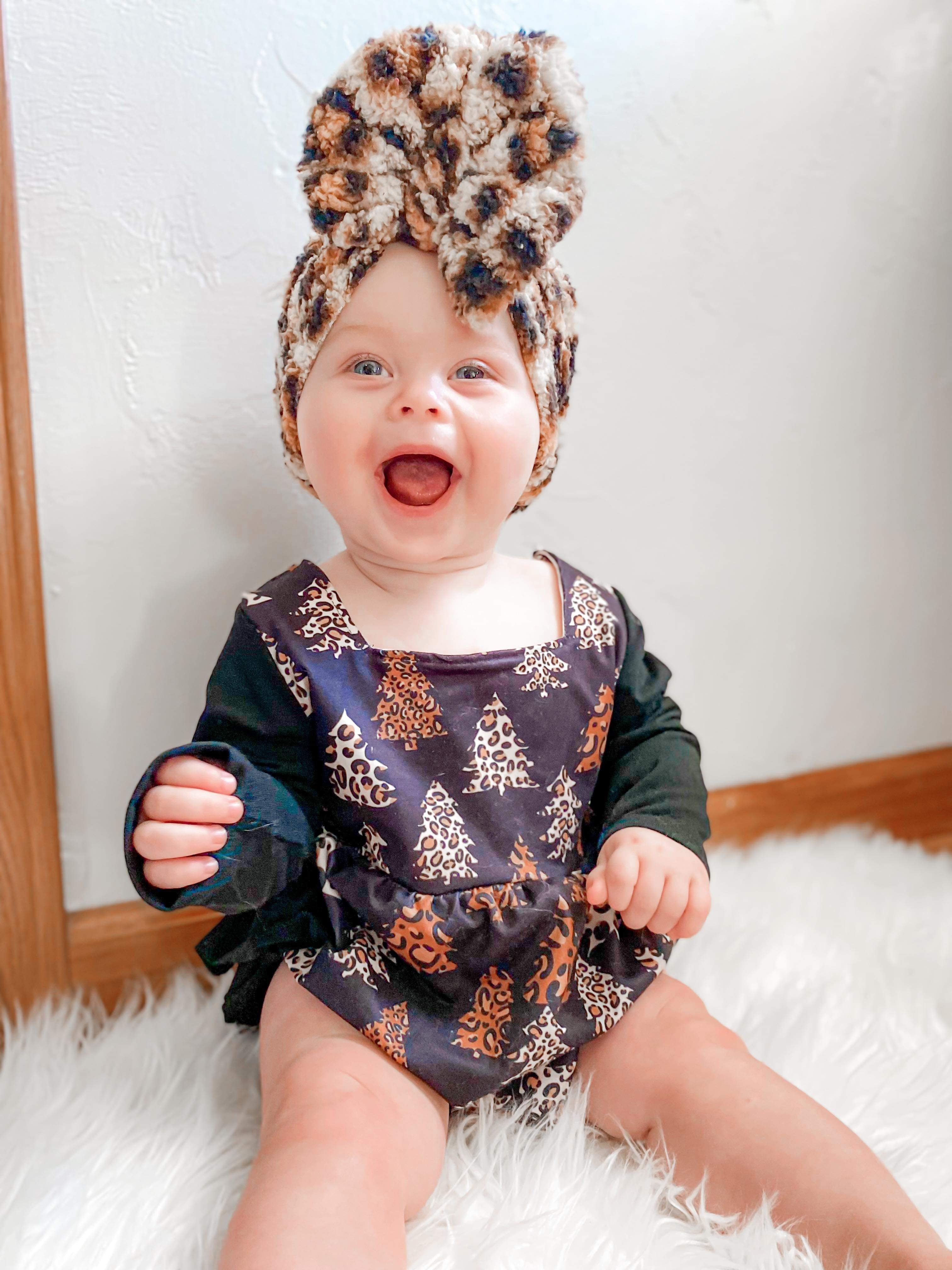 Leopard trees ruffle romper
