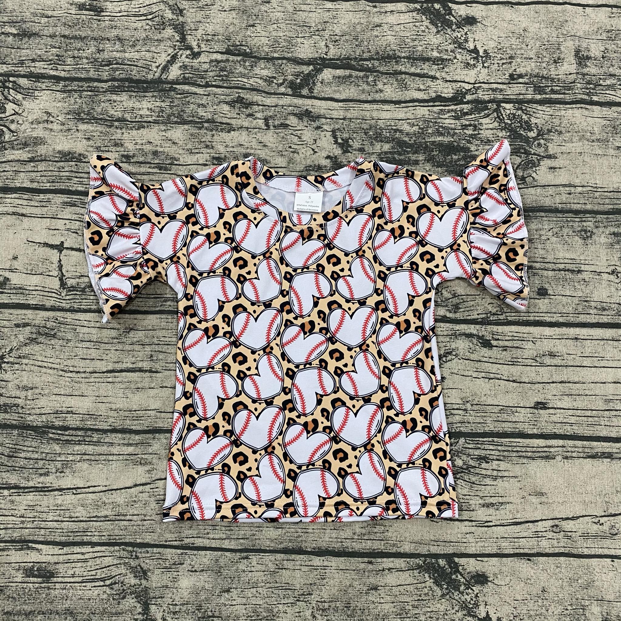 Leopard baseball ruffle top