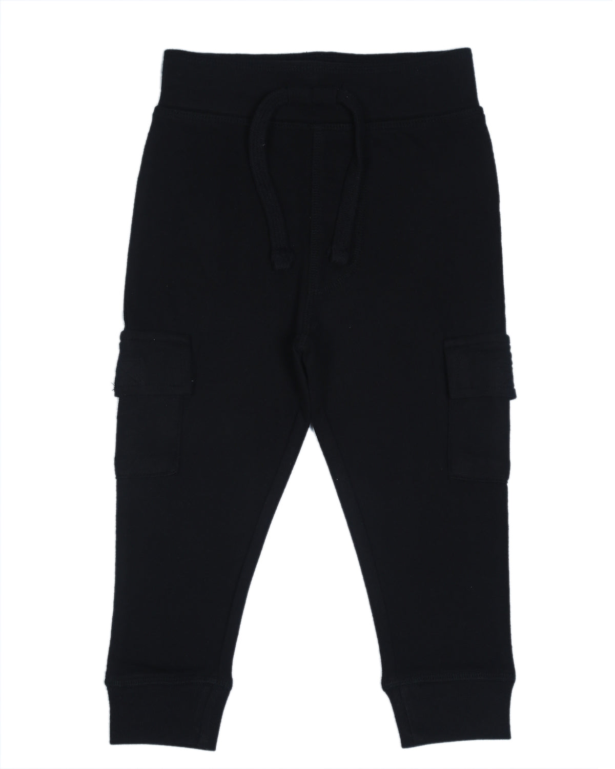 Kids Solid Pocket Joggers - Black