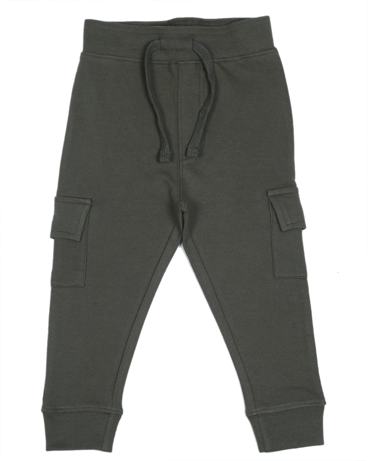 Kids Solid Pocket Joggers - Olive