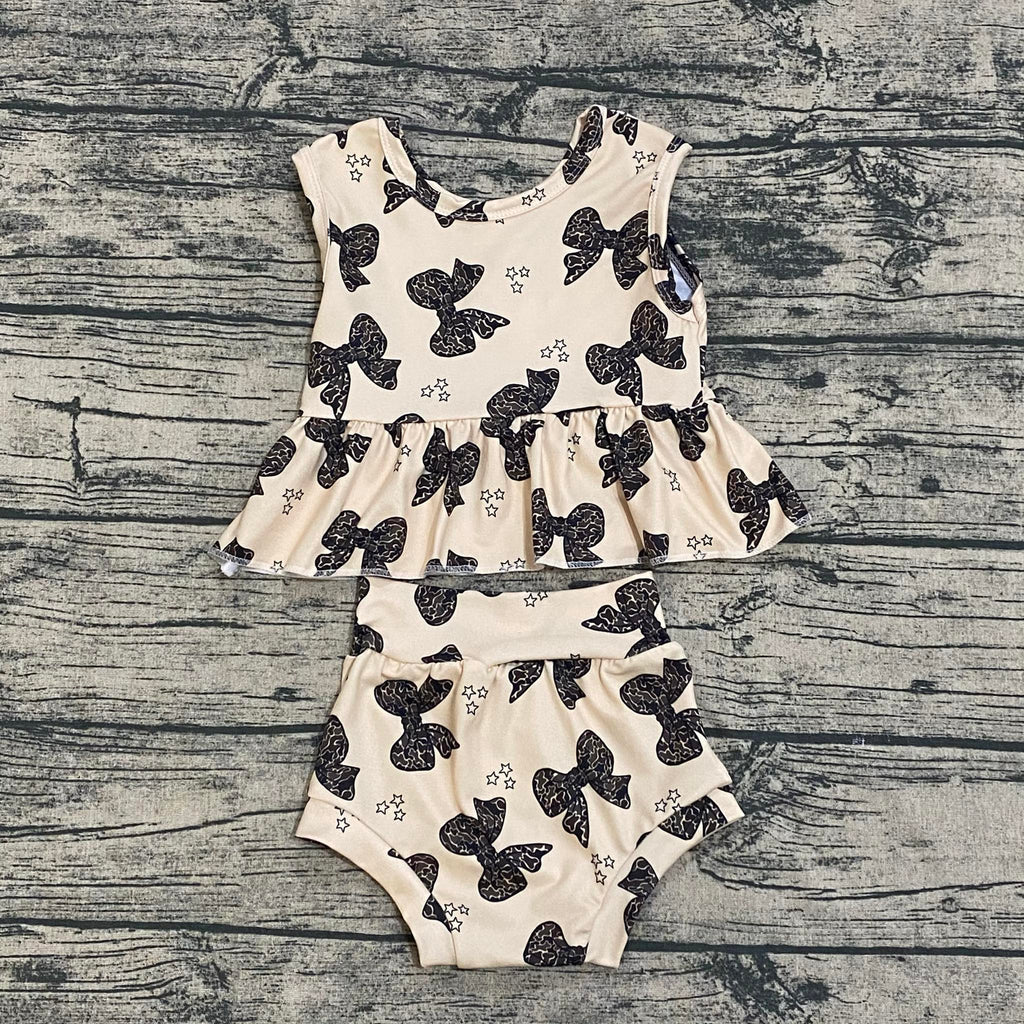 Camo bows peplum set