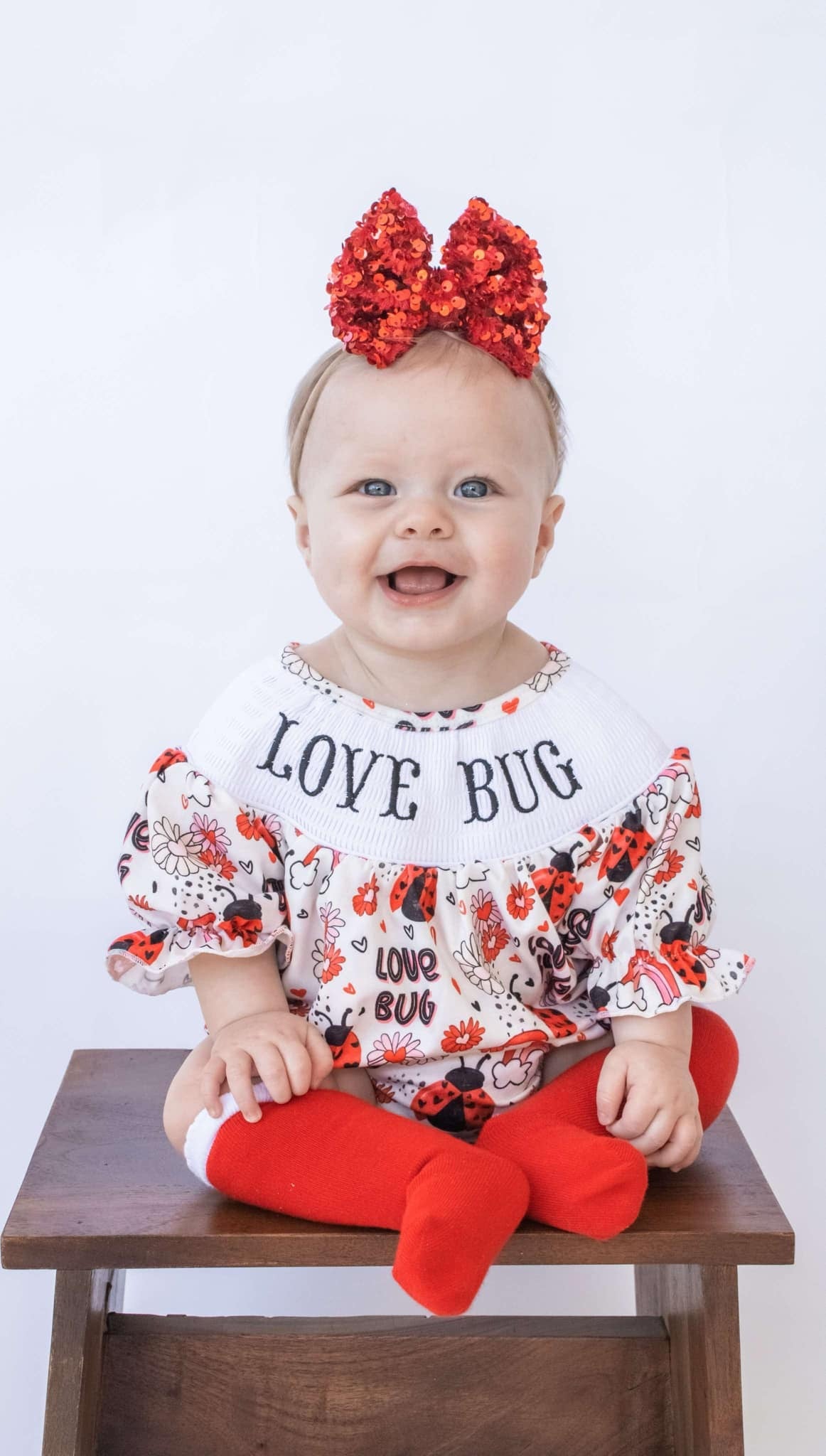 Smocked love bug romper