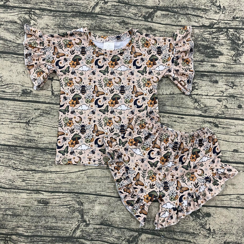 Butterfly mushroom ruffle top set