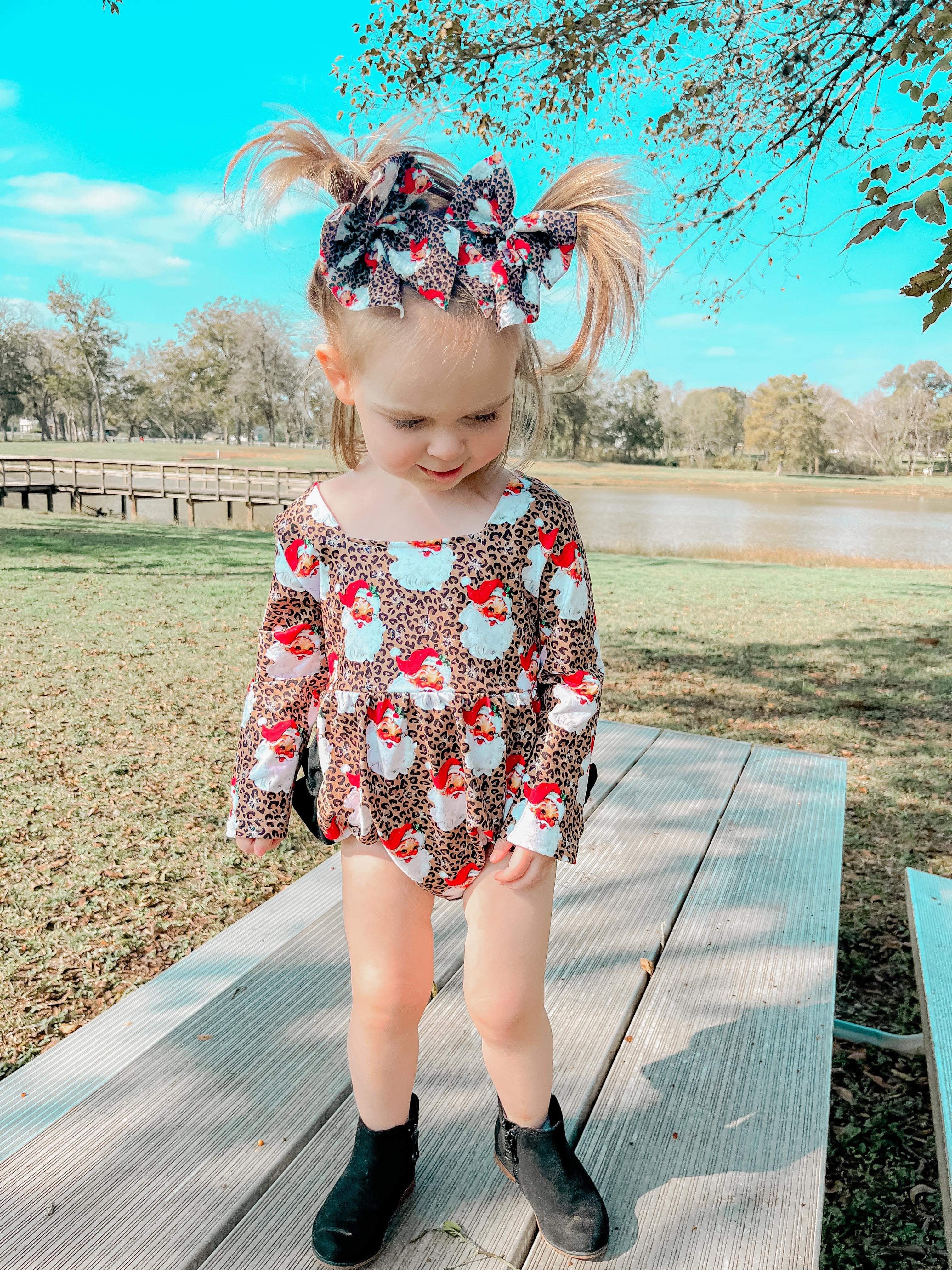 Leopard Santa ruffle romper