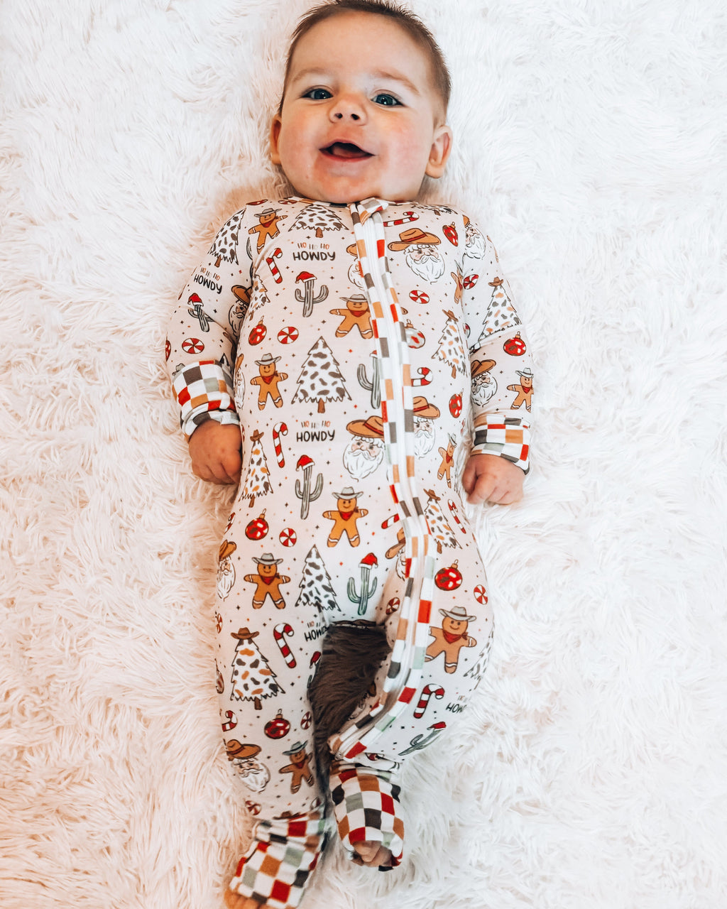 Cowboy christmas bamboo zip sleeper 220 GSM- TRUE TO SIZE