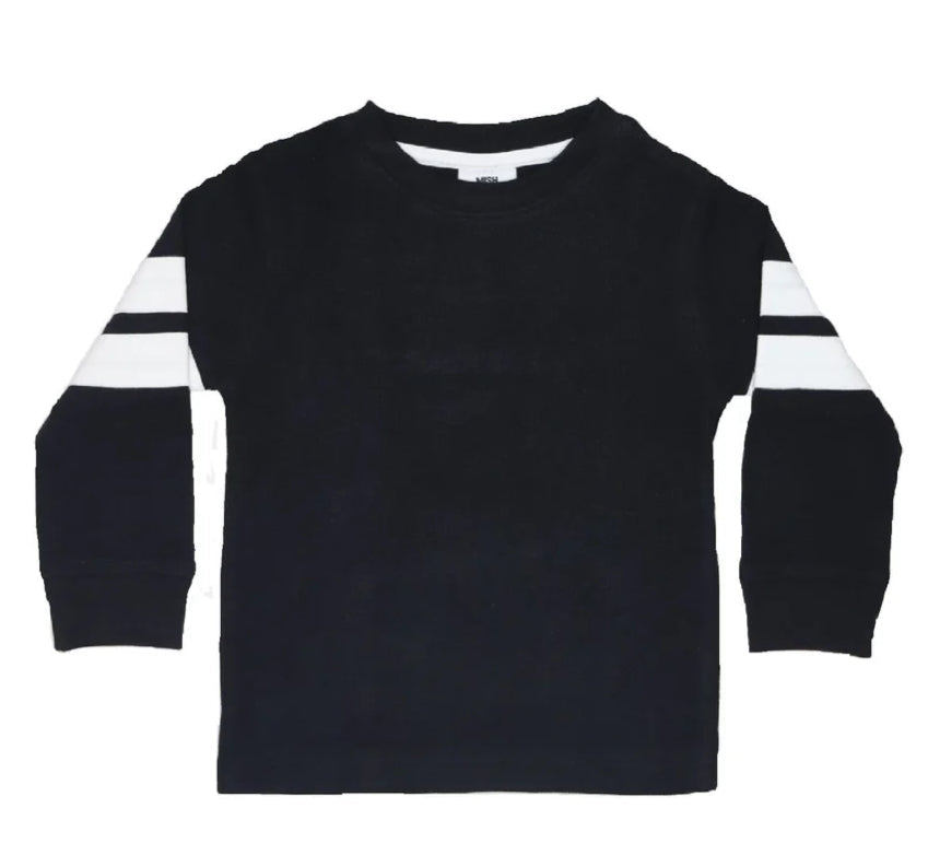 Kids Long Sleeve Thermal Striped Shirt - Black