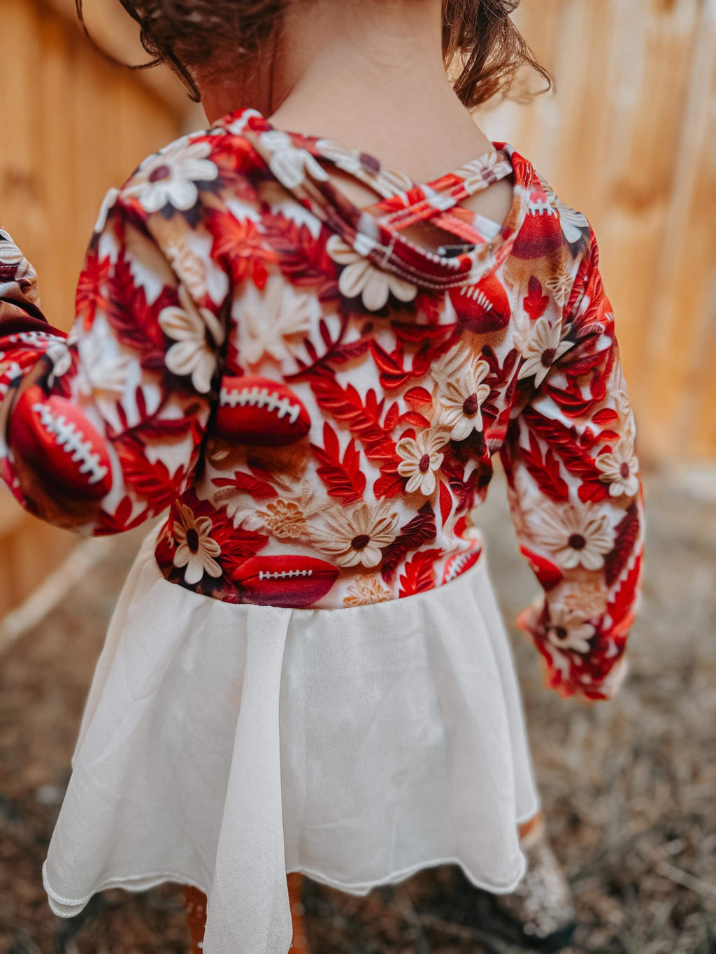 Football Long sleeve mesh skirted romper