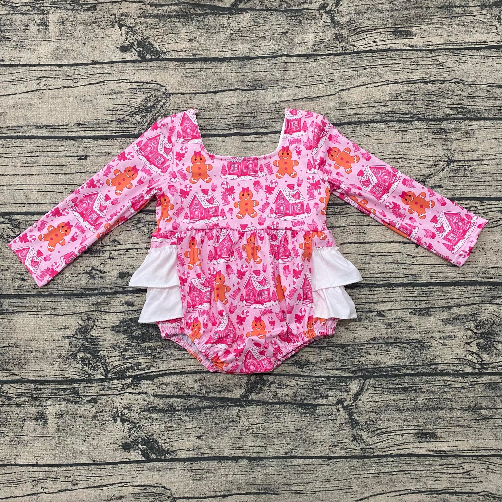 Jolly gingerbread ruffle romper
