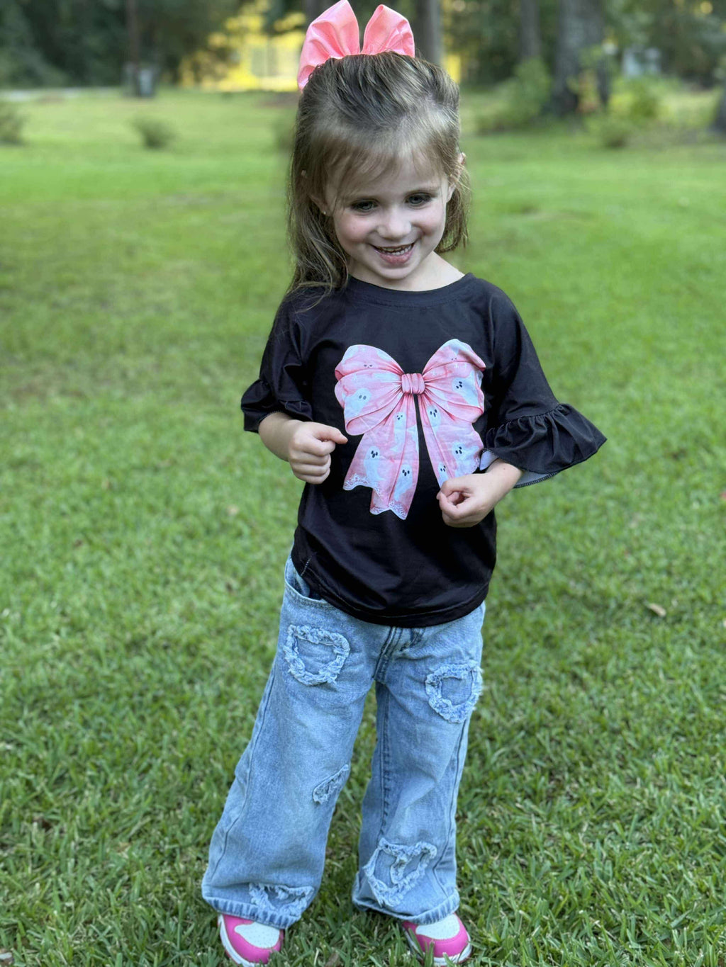 Ghost bow ruffle top