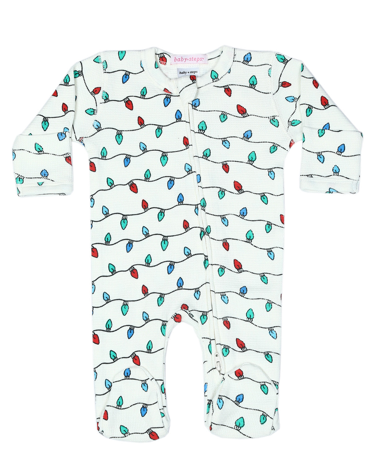 Baby Thermal Zipper Footie - Christmas Lights - Holiday Collection
