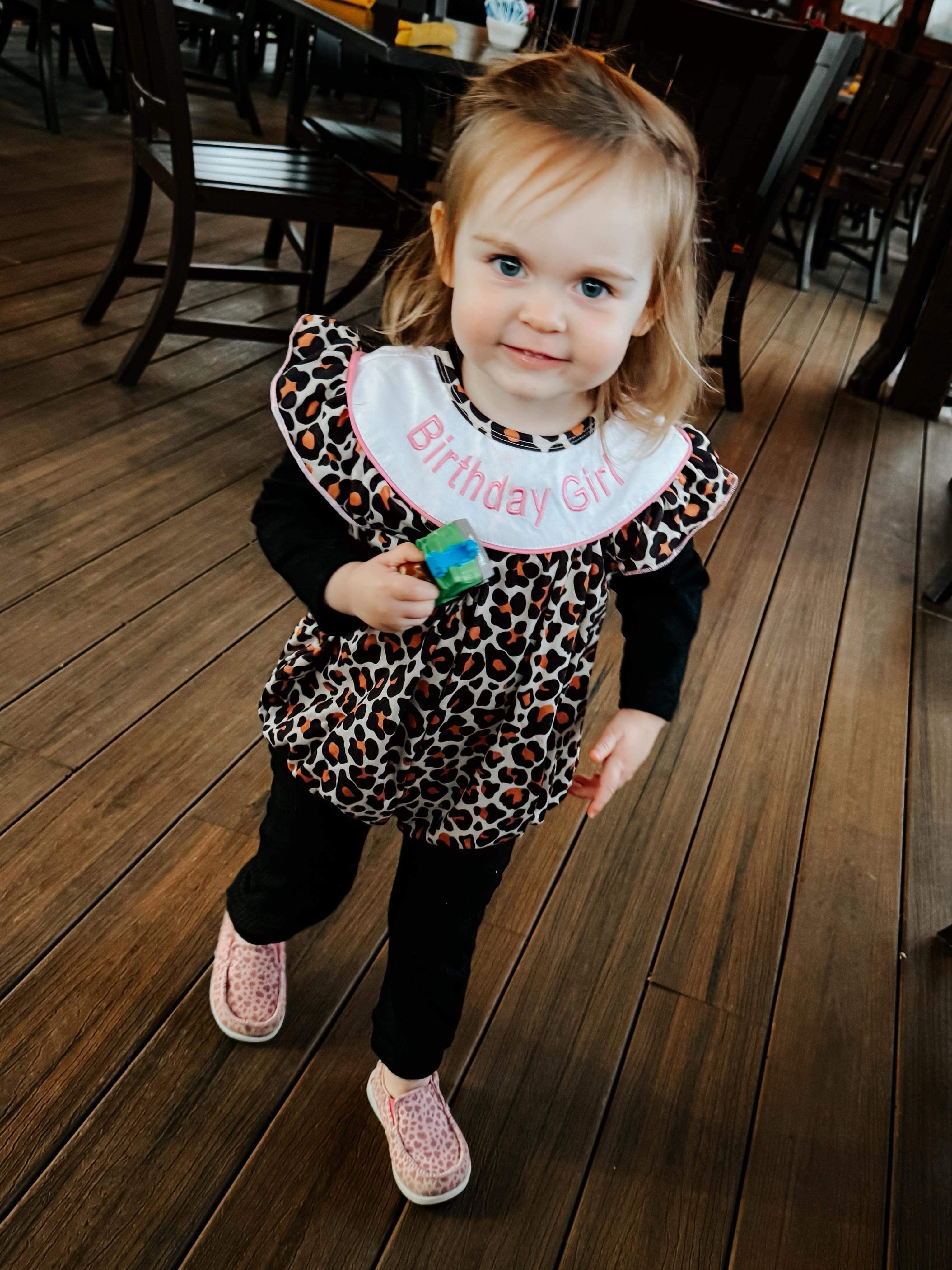 Birthday girl leopard romper