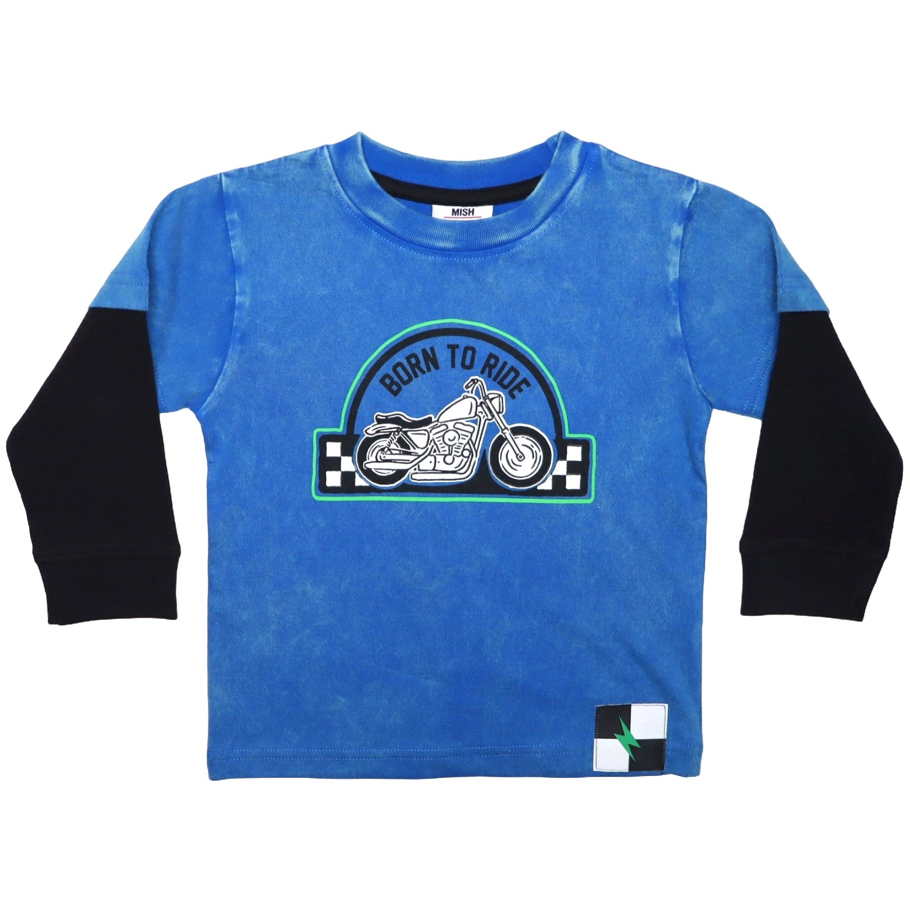 Kids Long Sleeve Enzyme 2Fer Shirt - Born To Ride