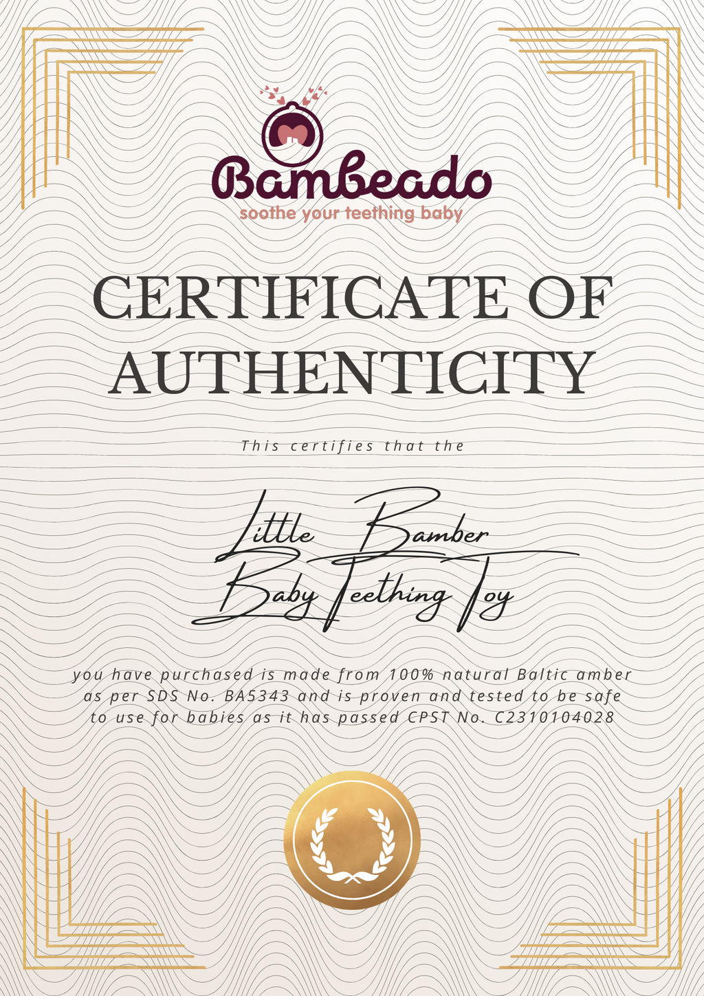 The Little Bamber - Natural Rubber & Baltic Amber Teething Toy