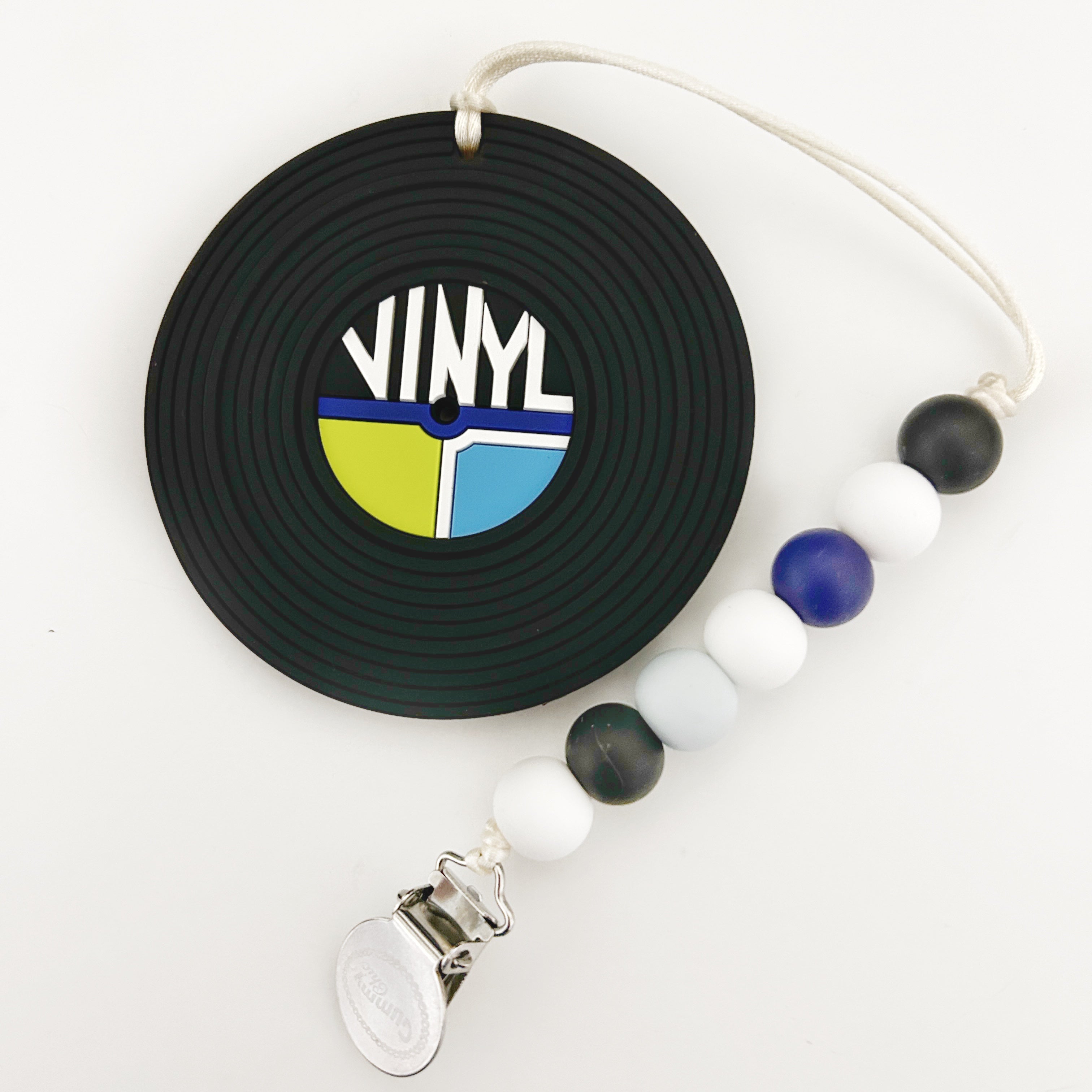 Silicone Baby Teether Toy: Vinyl Record with Clip - Gummy Chic Exclusive