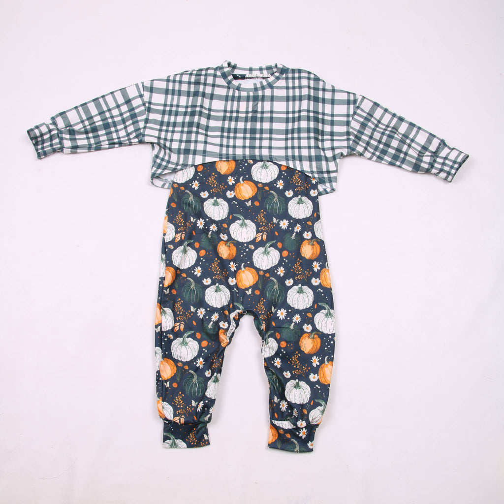 Fall pumpkins honey/ Ollie romper - with snaps