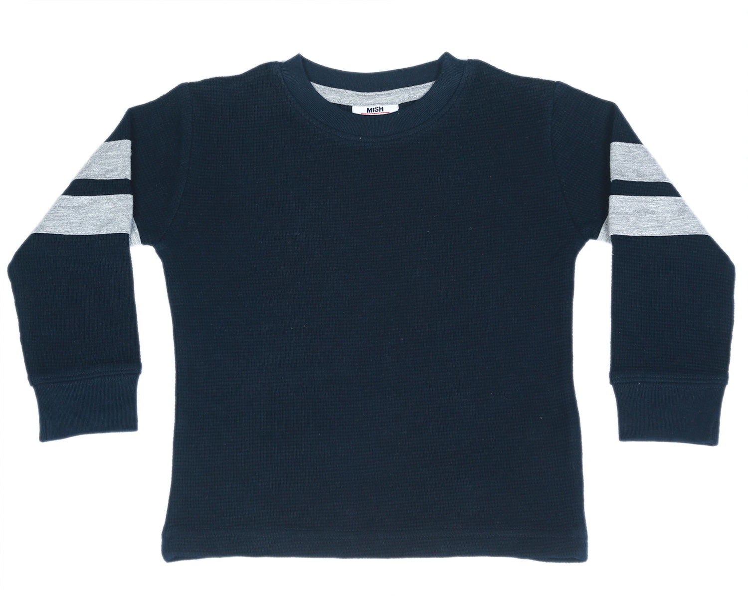 Kids Thermal Striped Shirt - Navy/Heather
