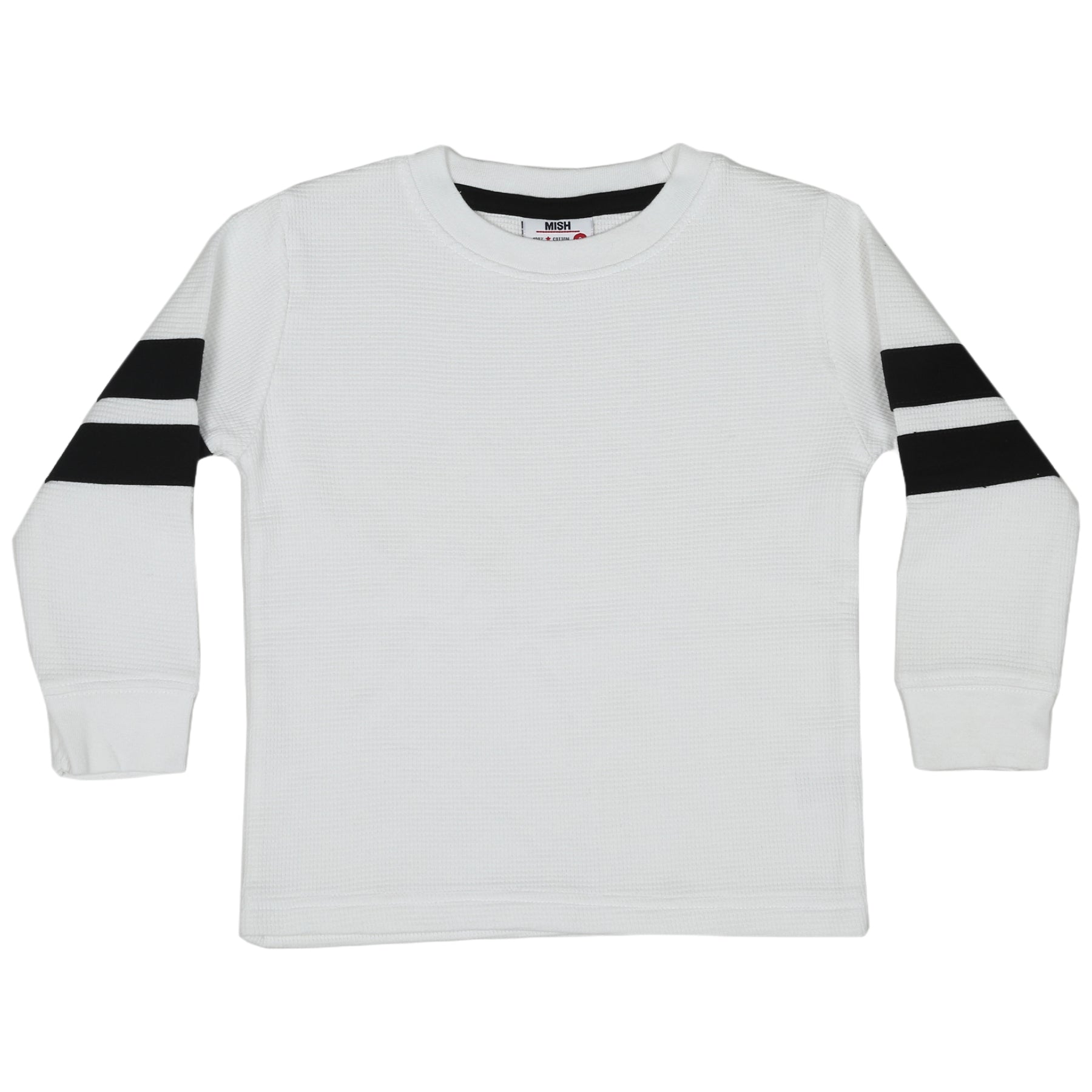 Kids Thermal Long Sleeve Striped Shirt - White/Black