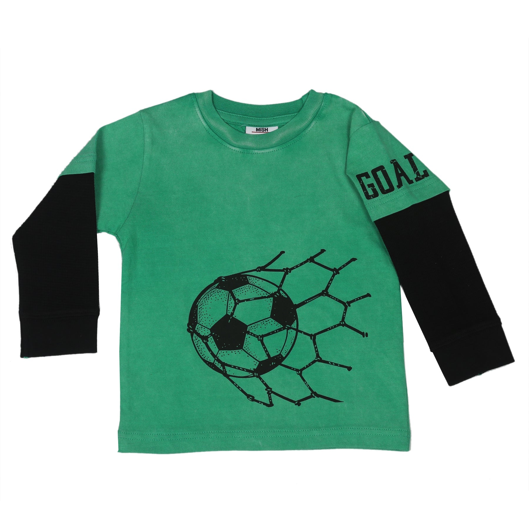 Kids Long Sleeve Enzyme 2Fer Shirt - Soccer Goal