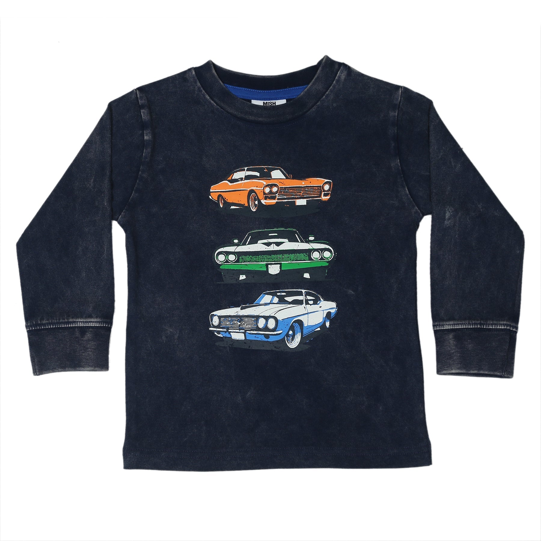 Kids Enzyme Long Sleeve Shirt - Classic Cars - Navy