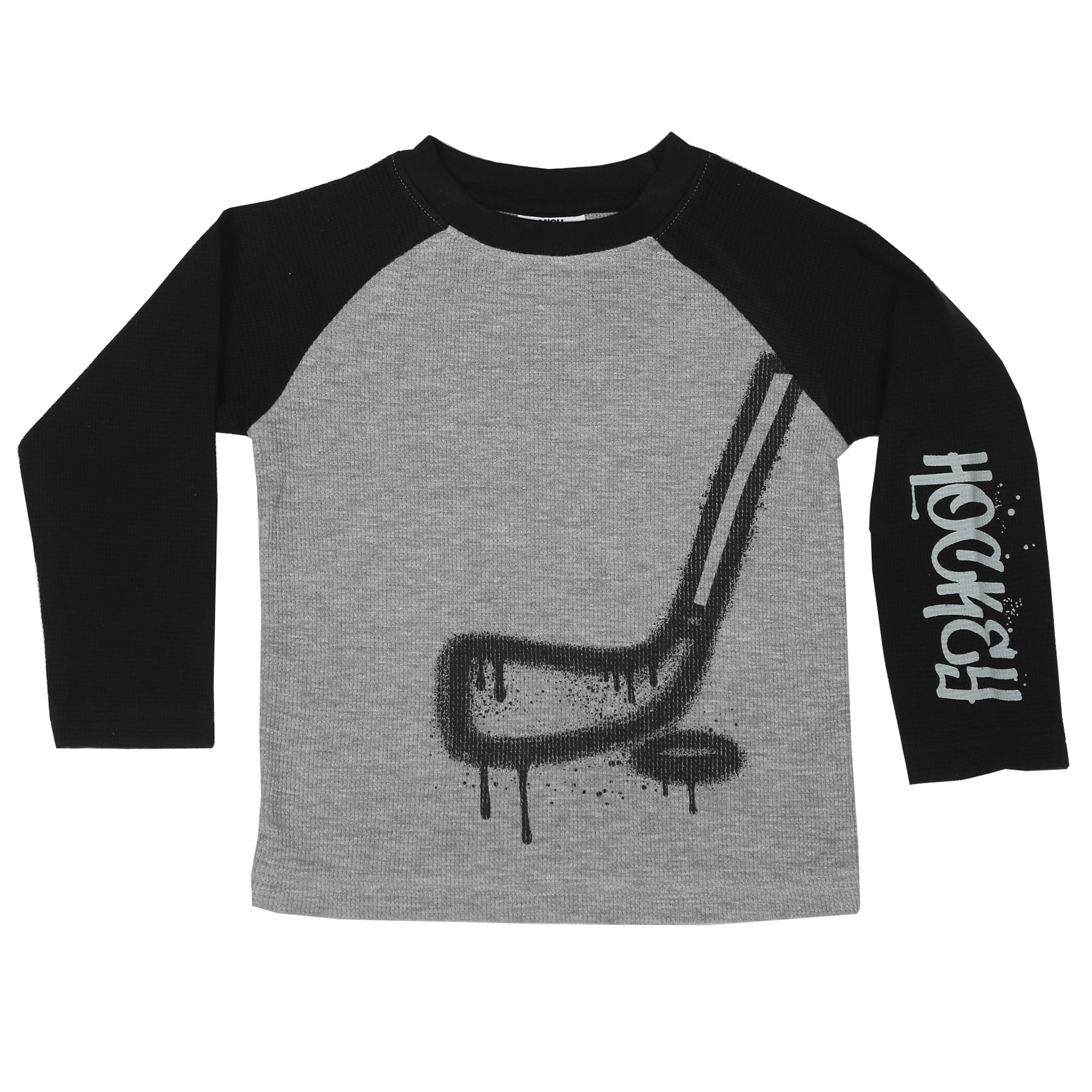 Kids Long Sleeve Thermal Shirt - Hockey - Heather/Black
