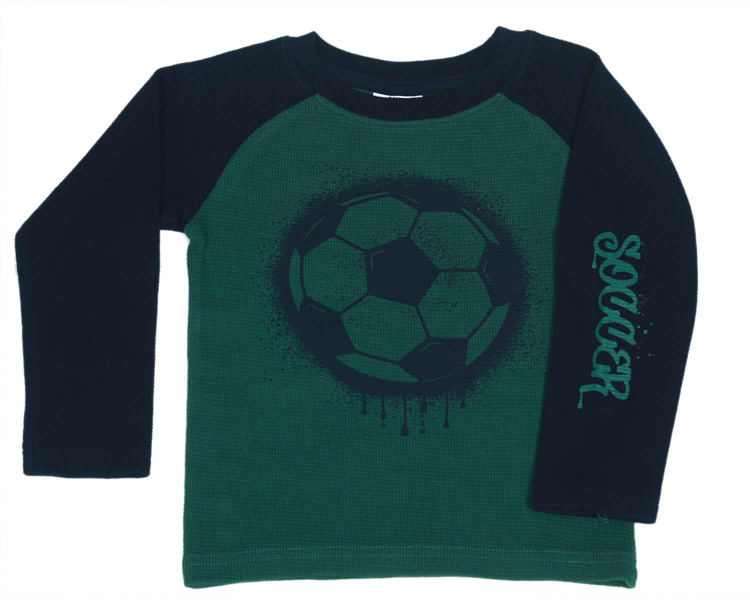 Kids Long Sleeve Thermal Shirt - Soccer - Hunter/Navy