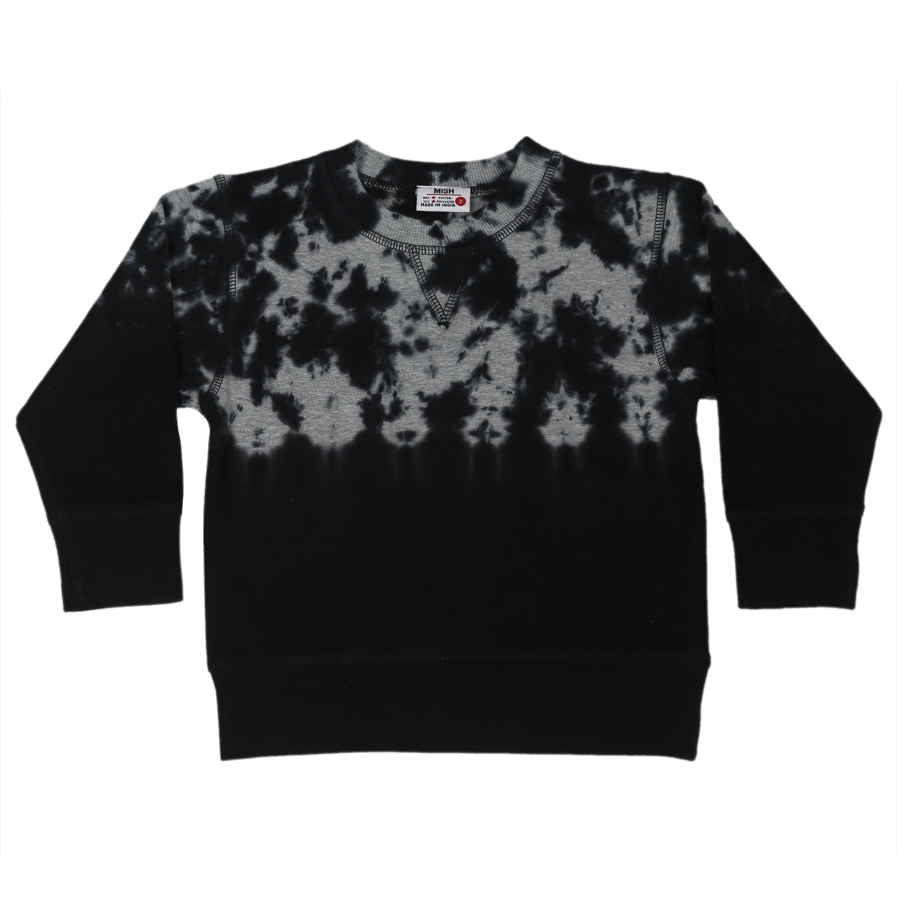 Kids Engineered Tie Dye Crew Neck Sweatshirt - Black/Heather