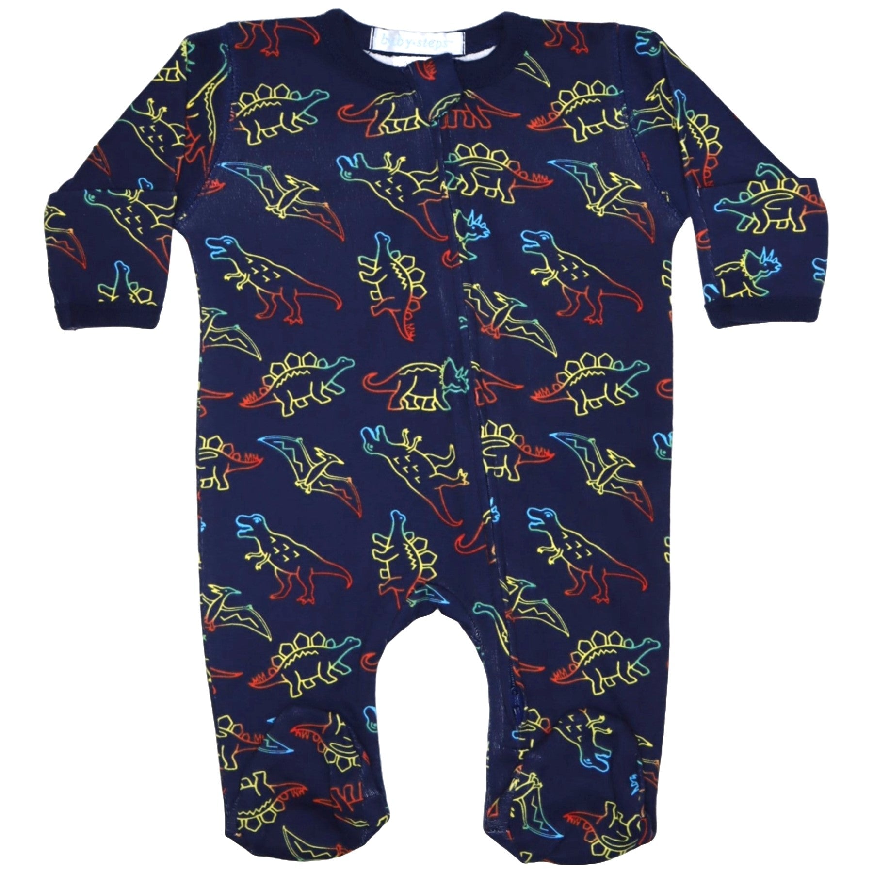 Baby Zipper Footie - Dino Gradient