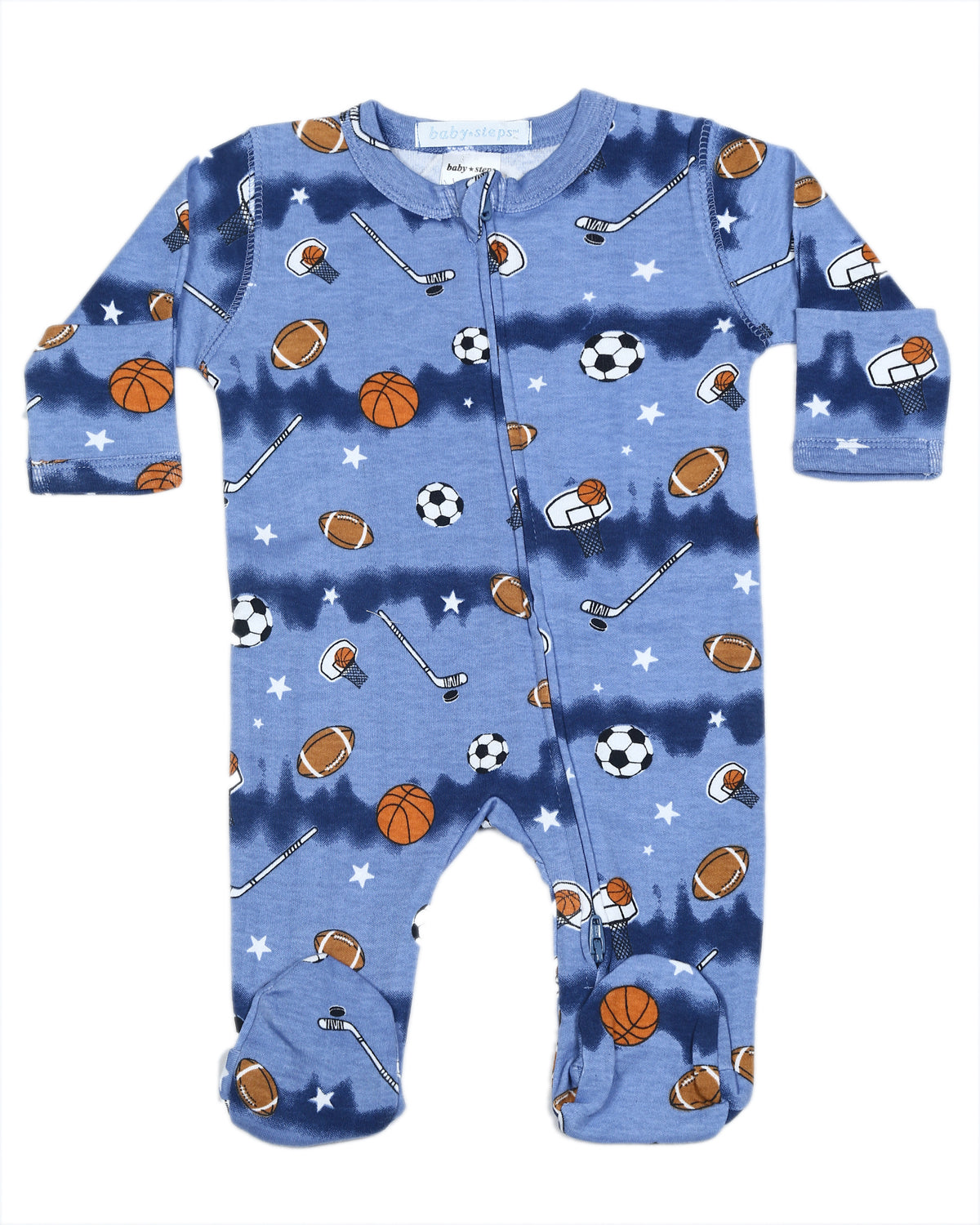 Baby Zipper Footie - Tie Dye Stripe - Play Sports