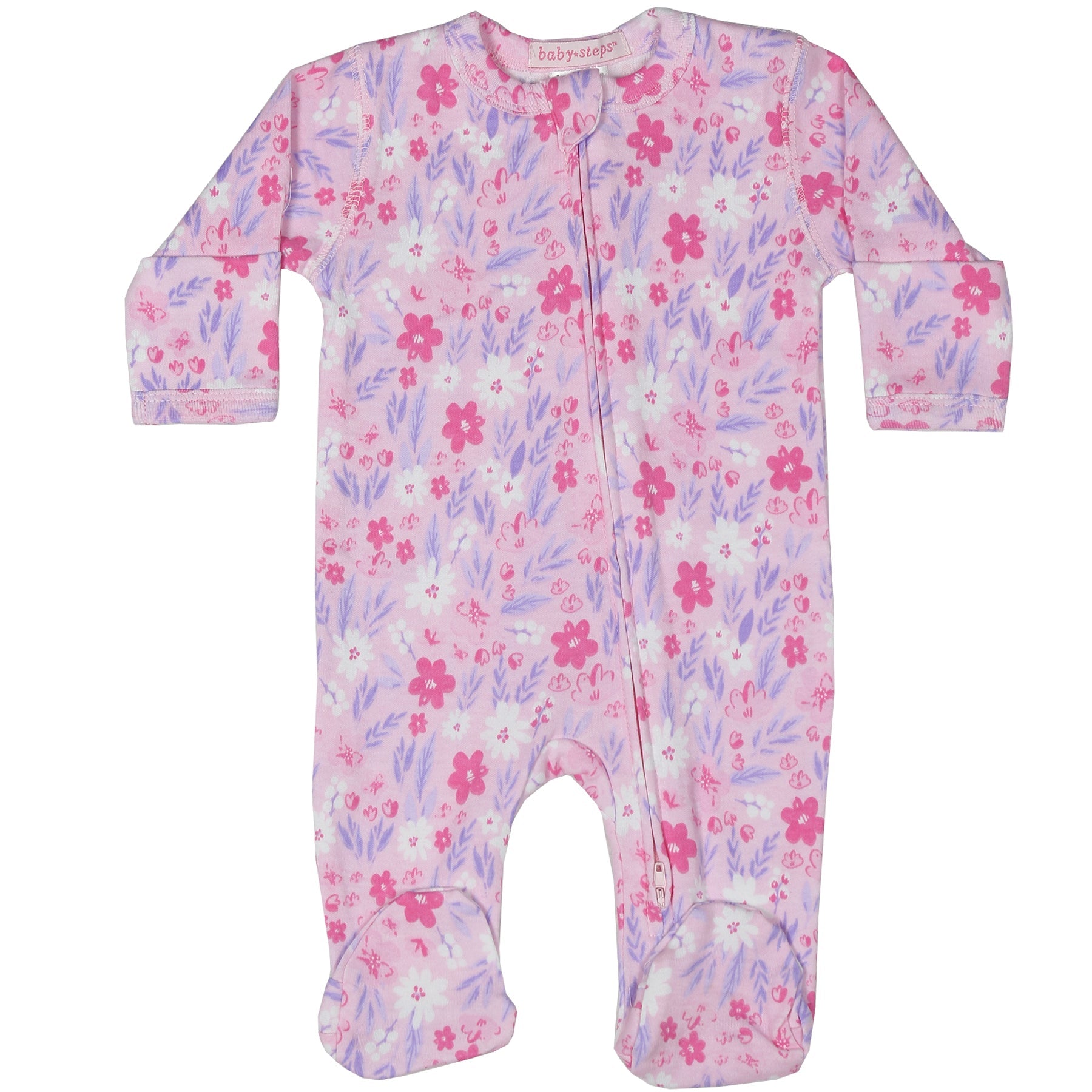 Baby Zipper Footie - Watercolor Floral