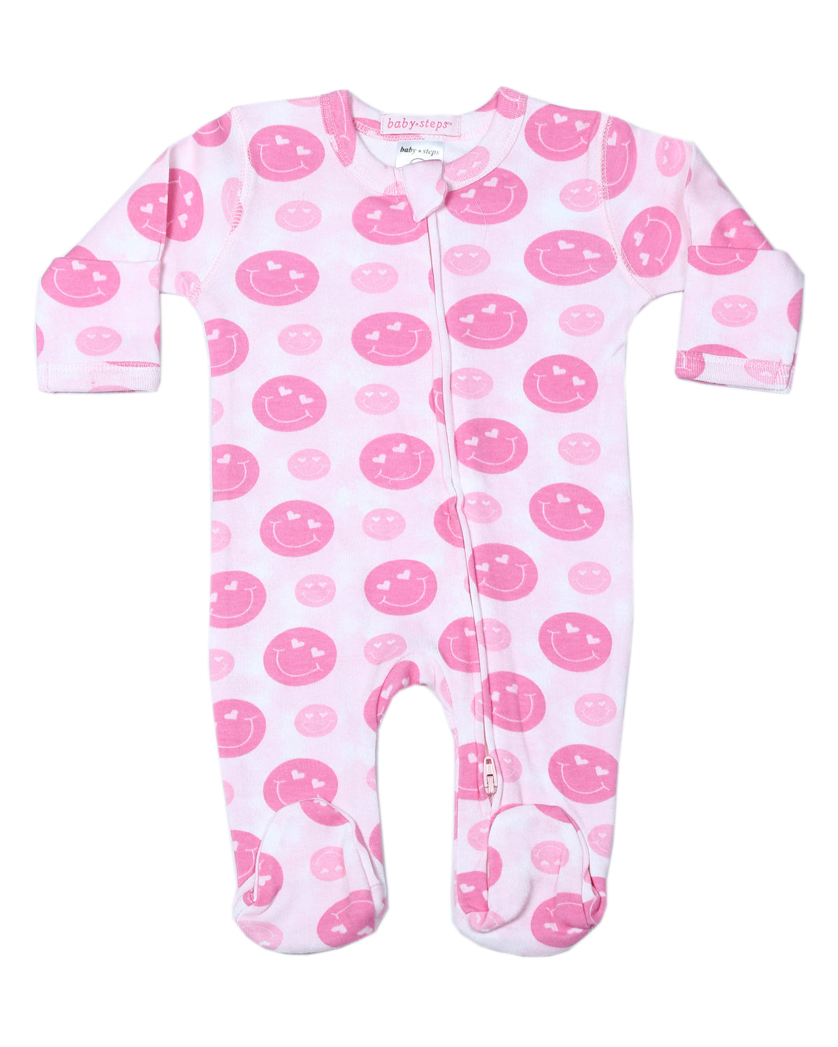 Baby Zipper Footie - Pink Smiles