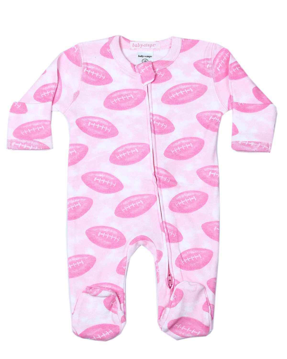 Baby Zipper Footie - Pink Football