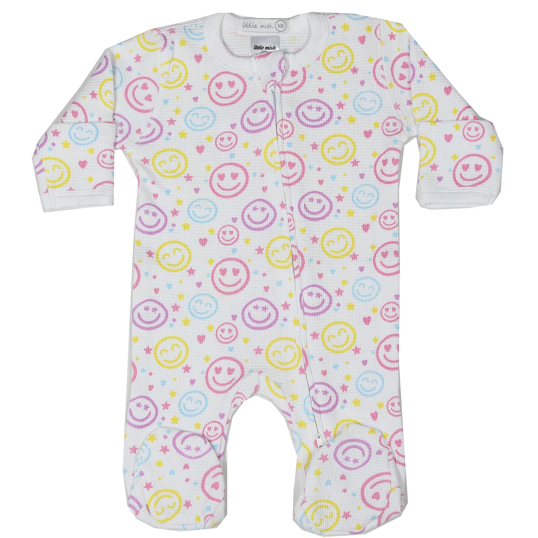 Baby Thermal Zipper Footie - Multi Smile