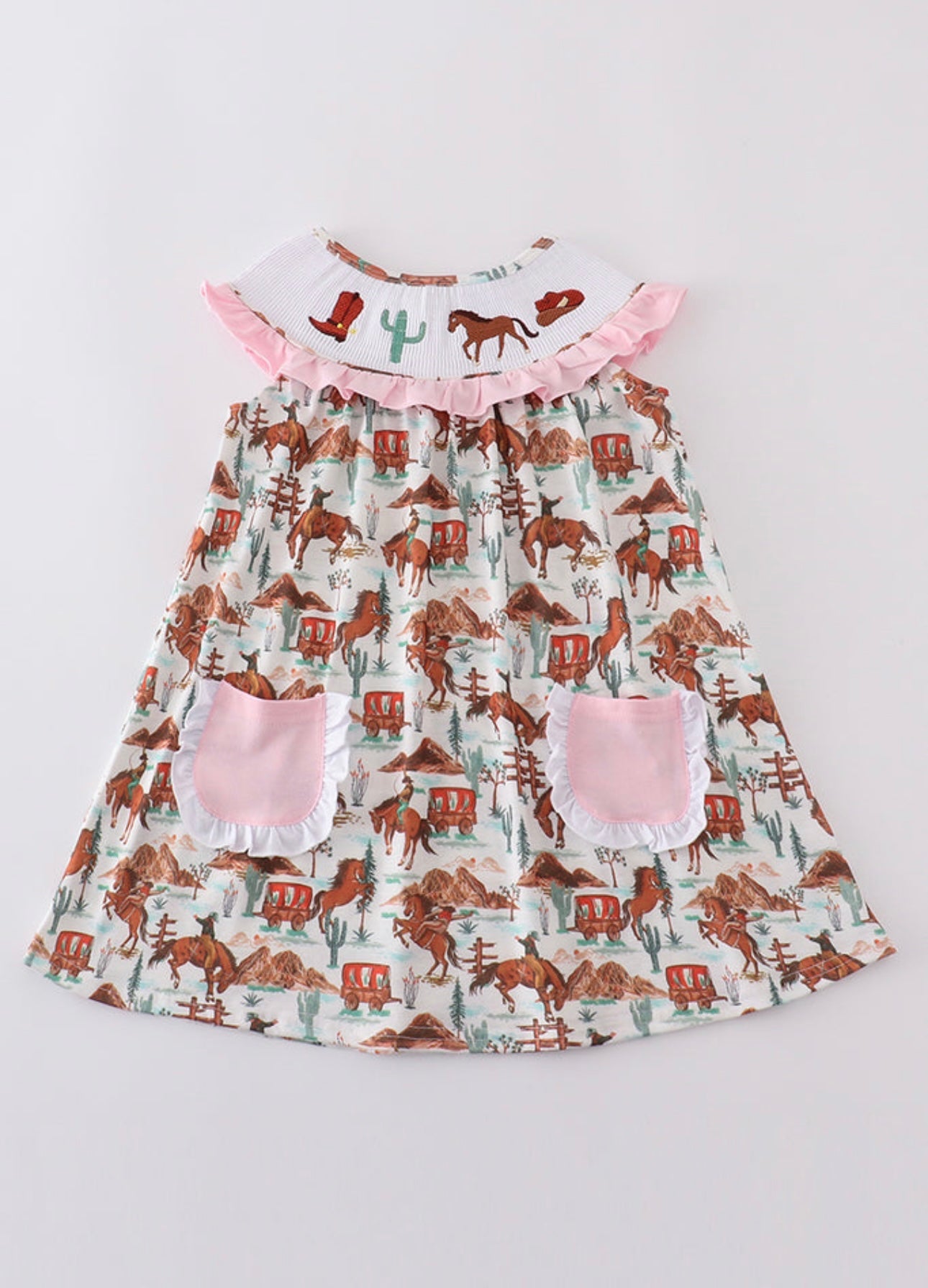 Western smocked girl dress