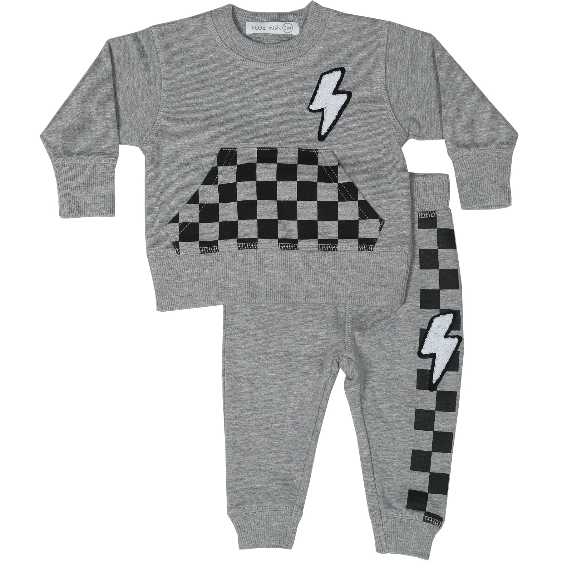 Baby Sweat Set - Checkered Bolt Patch