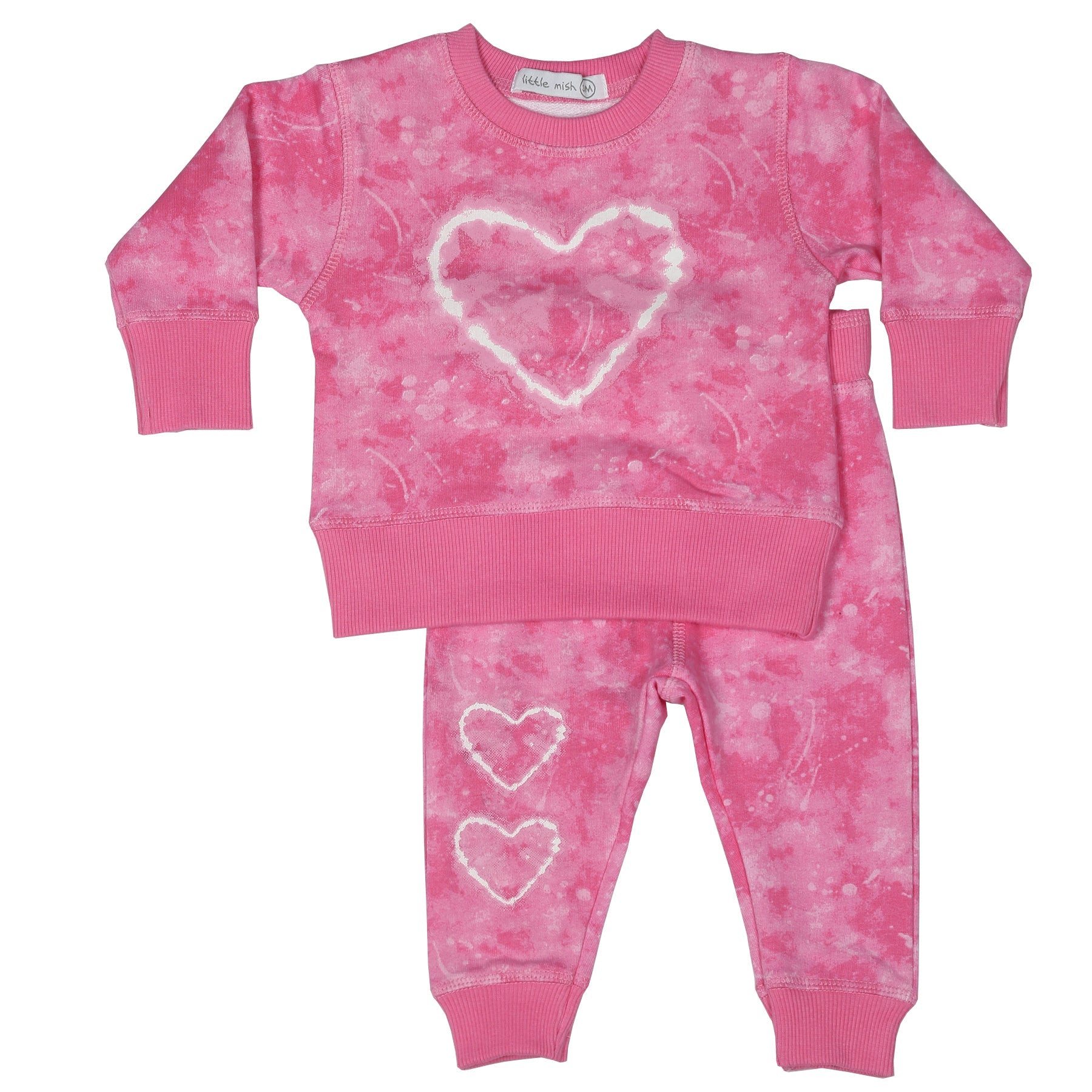 Toddler Tie Dye Sweat Set - Pink Burn Out Heart