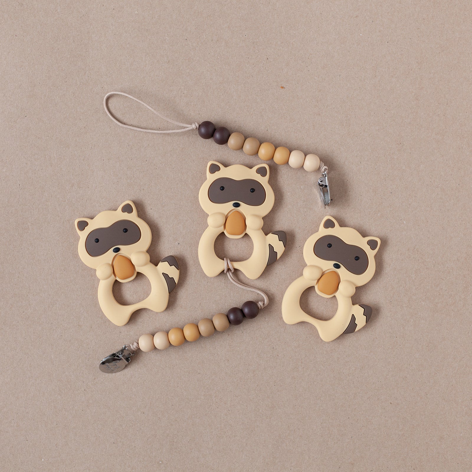 Raccoon Teether Set // Brown