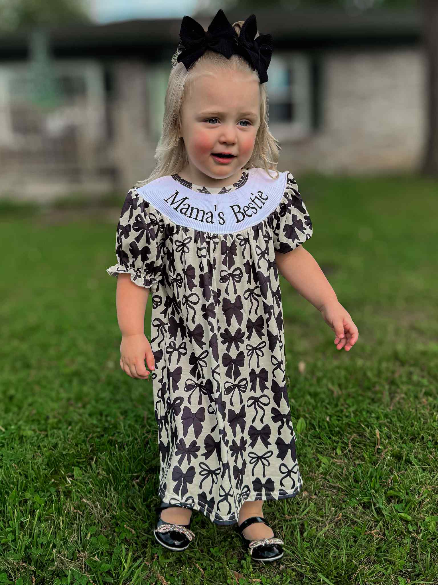 Smocked bows mamas bestie Dress