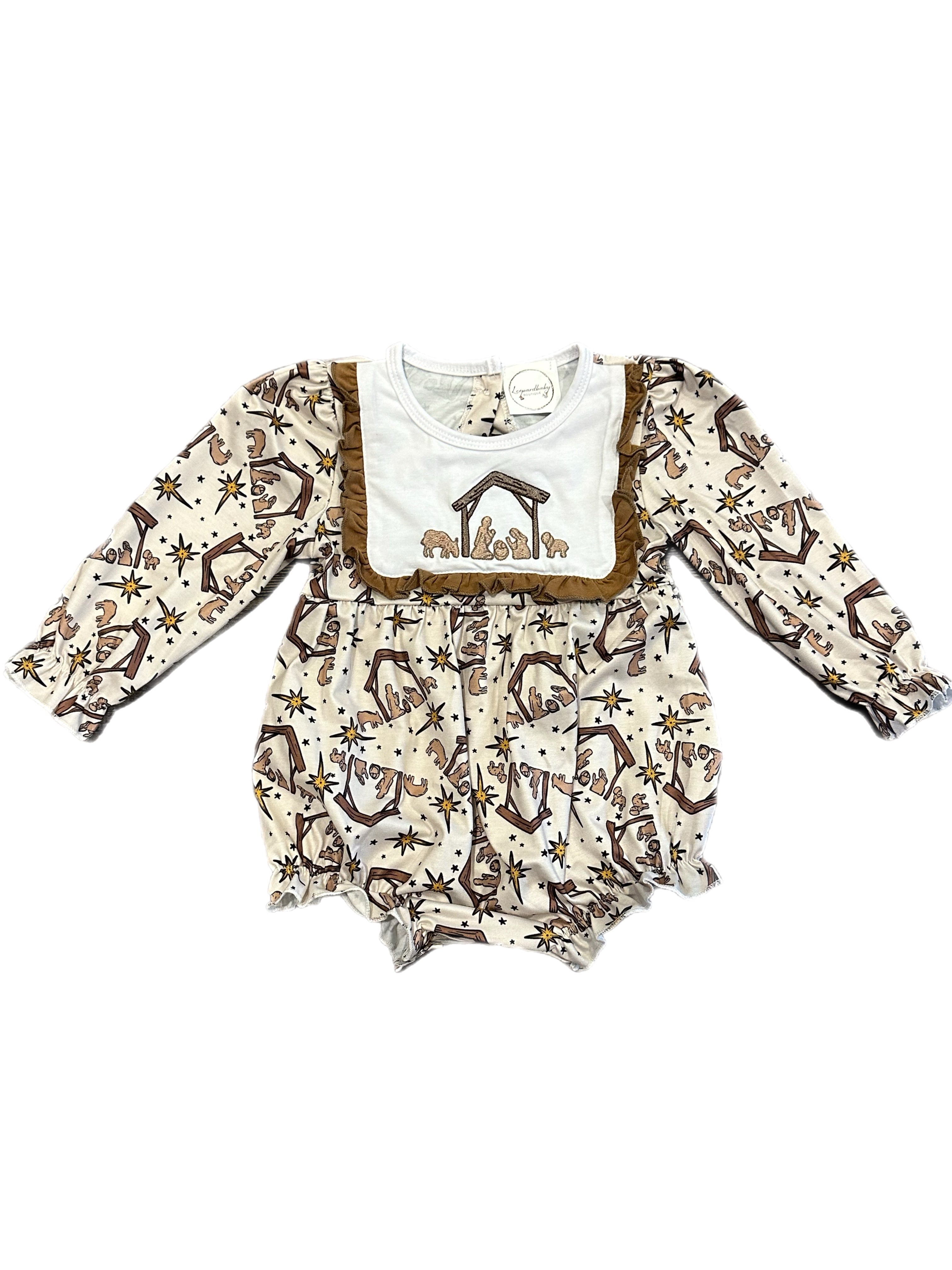Nativity embroidery Romper
