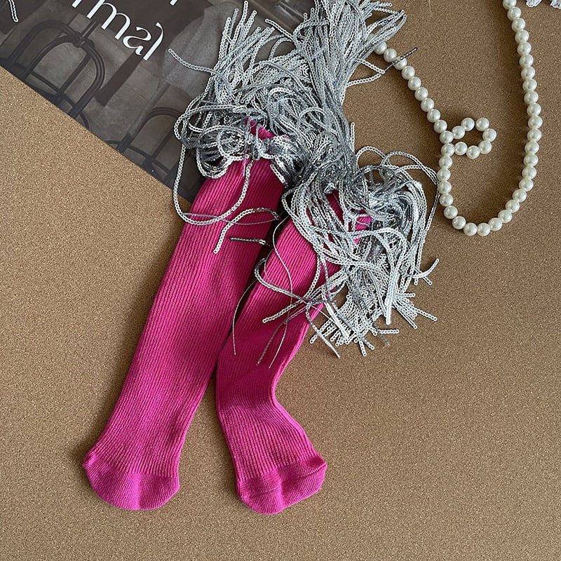 Sequin Tassle socks- Pink