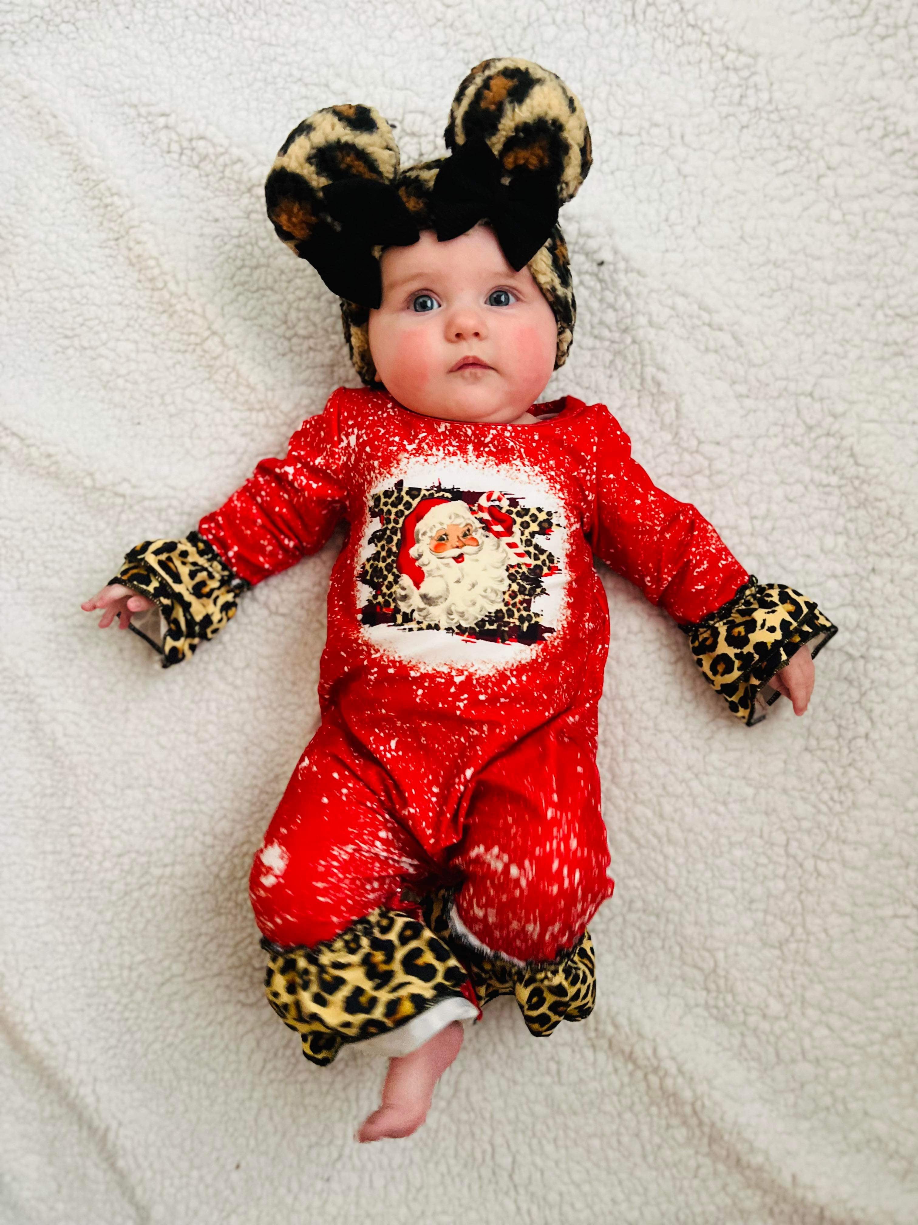 Bleached Leopard Santa romper