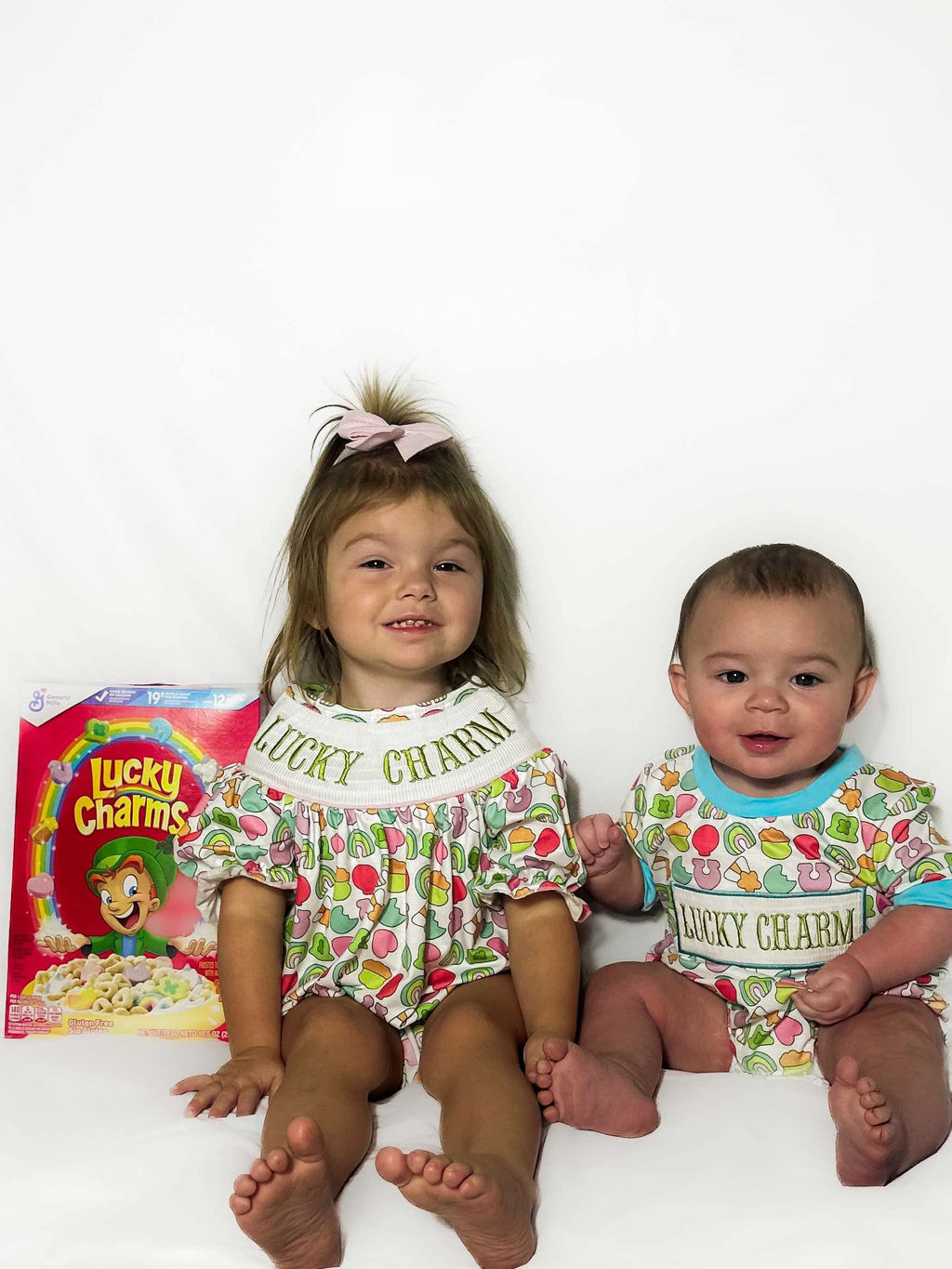 Smocked lucky charm girl romper