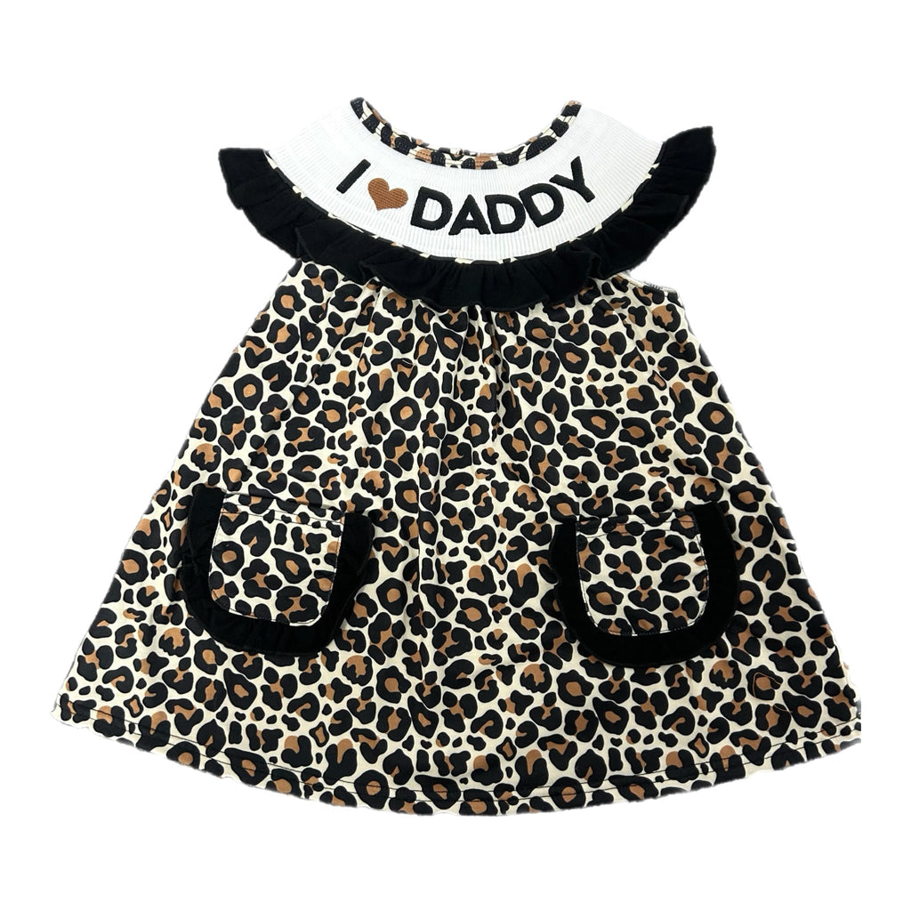 Smocked leopard I love daddy Dress