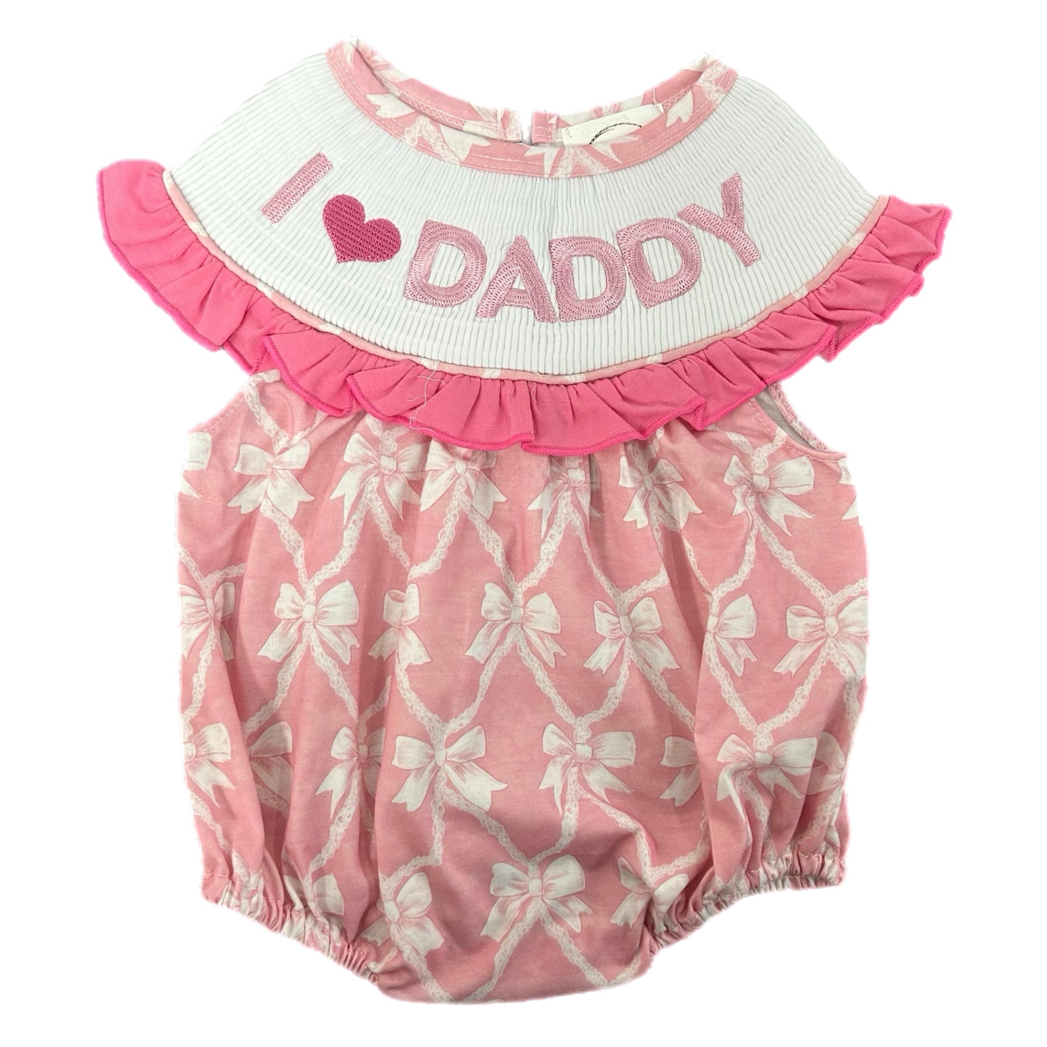 Smocked bows I love daddy romper