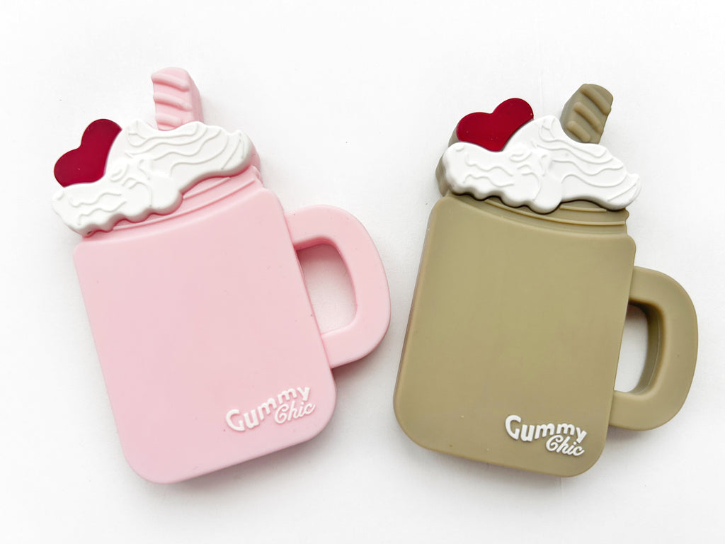 Silicone Milkshake Teether & Pacifier Clip: Safe Baby Teething Toy