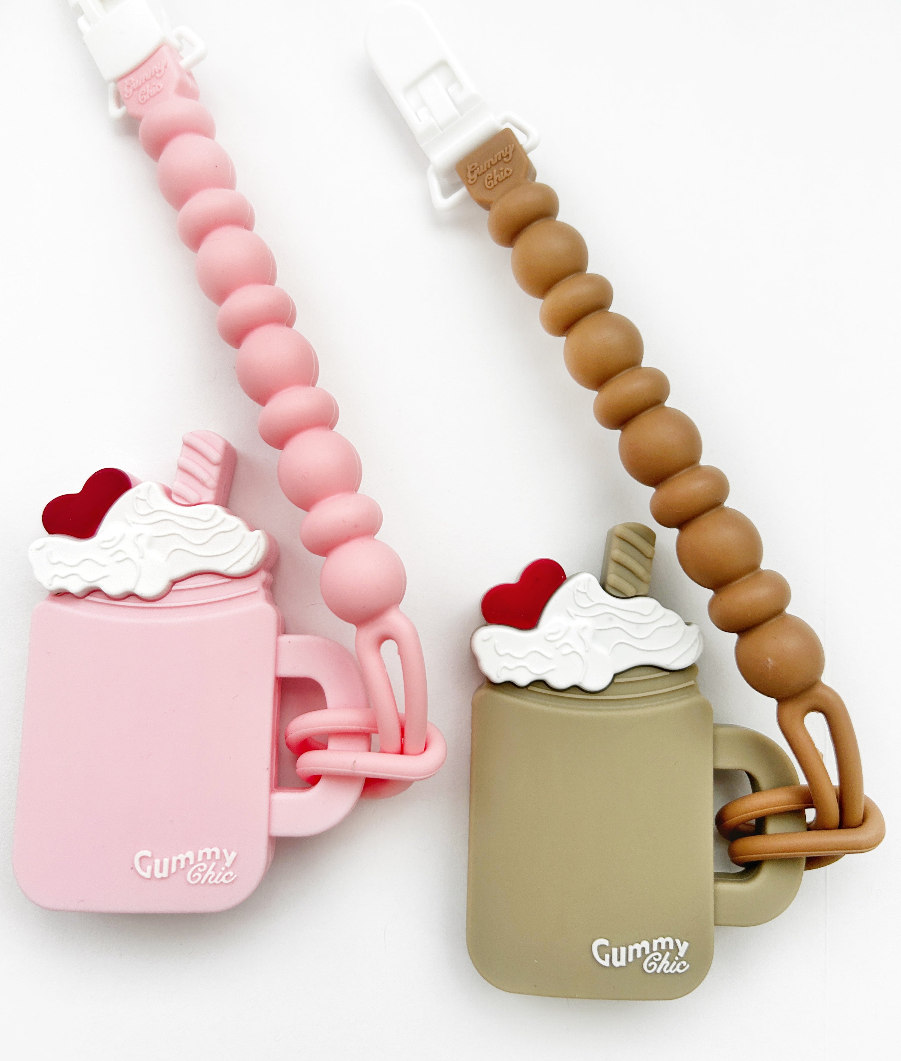 Silicone Milkshake Teether & Pacifier Clip: Safe Baby Teething Toy