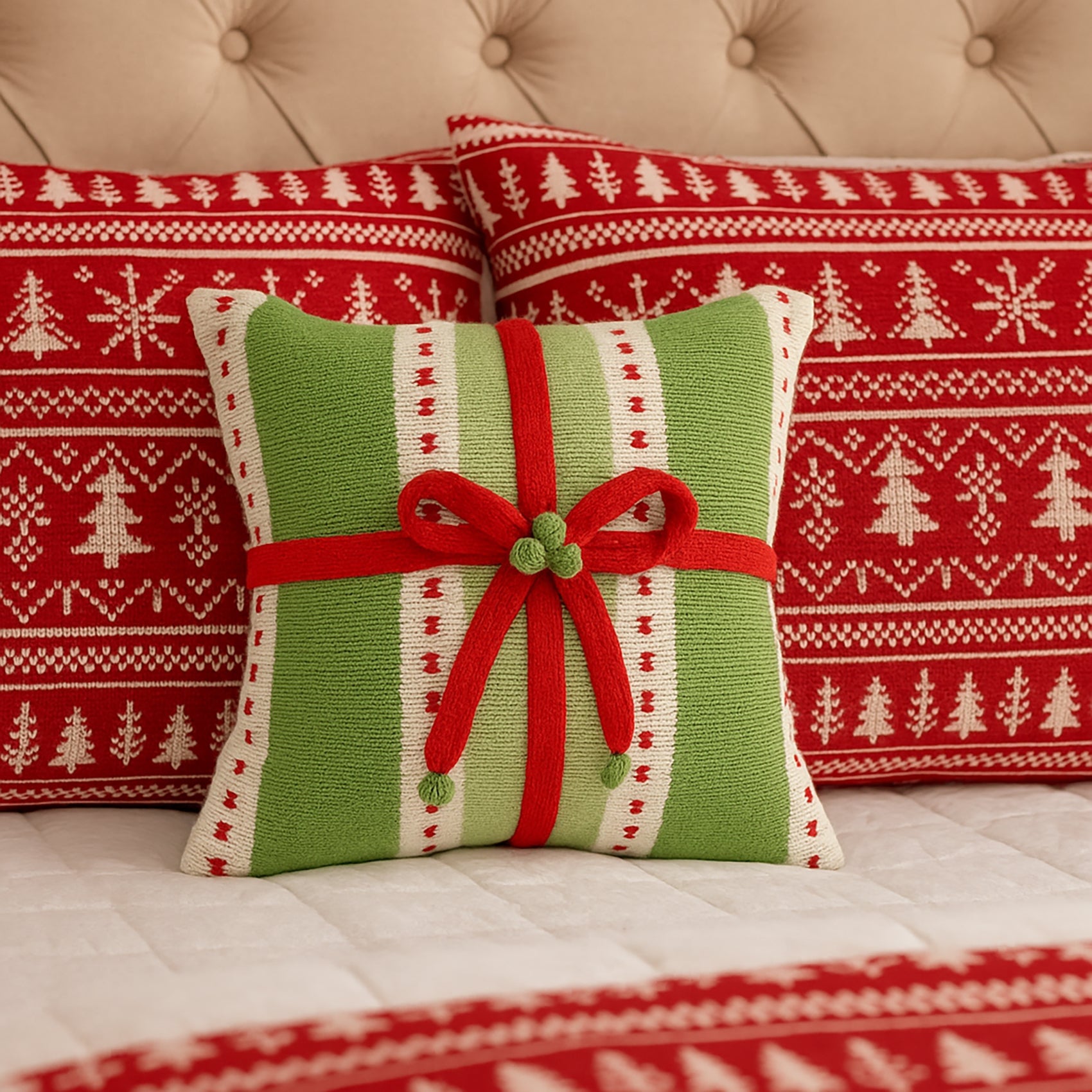 Green Stripe Gift 10" Pillow