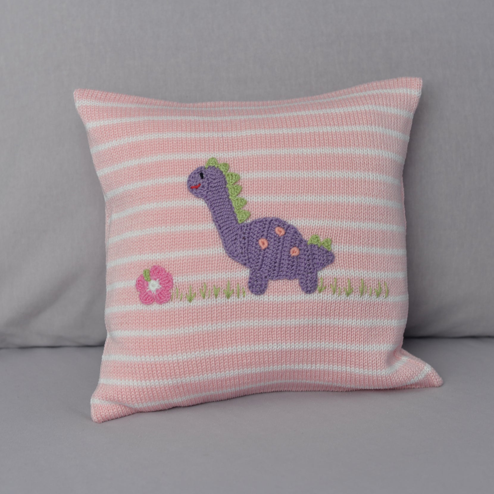 Dinosaur 10" Pillow, Pink