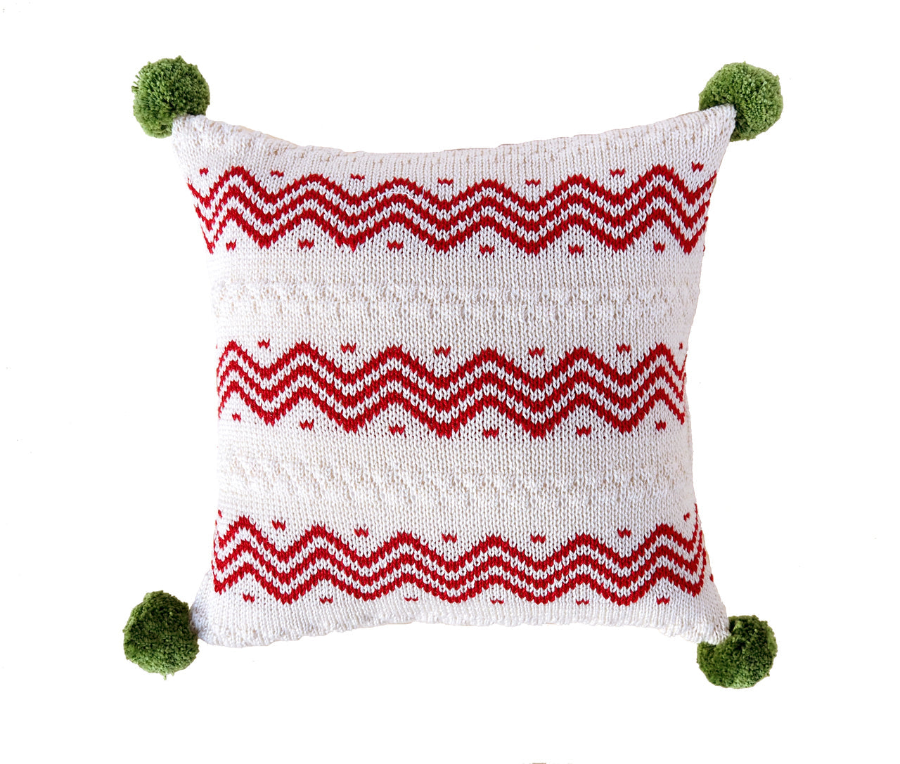 Zig Zag Stripe 10" Pillow, Ecru/Red